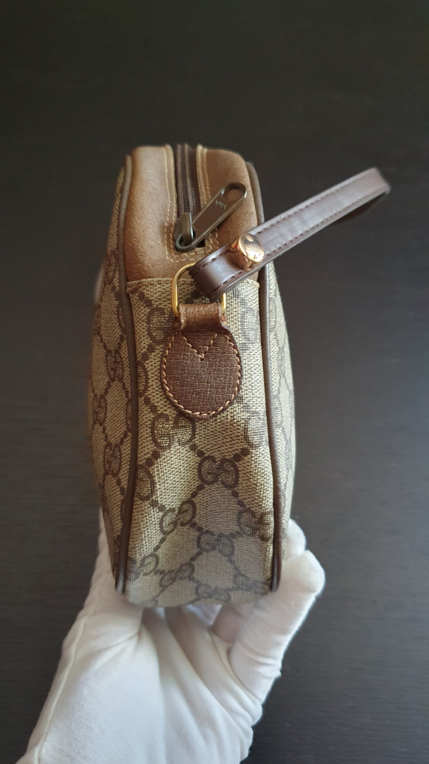 Authentic Vintage Gucci Upcycle Brown Purse with Shoulder Strap