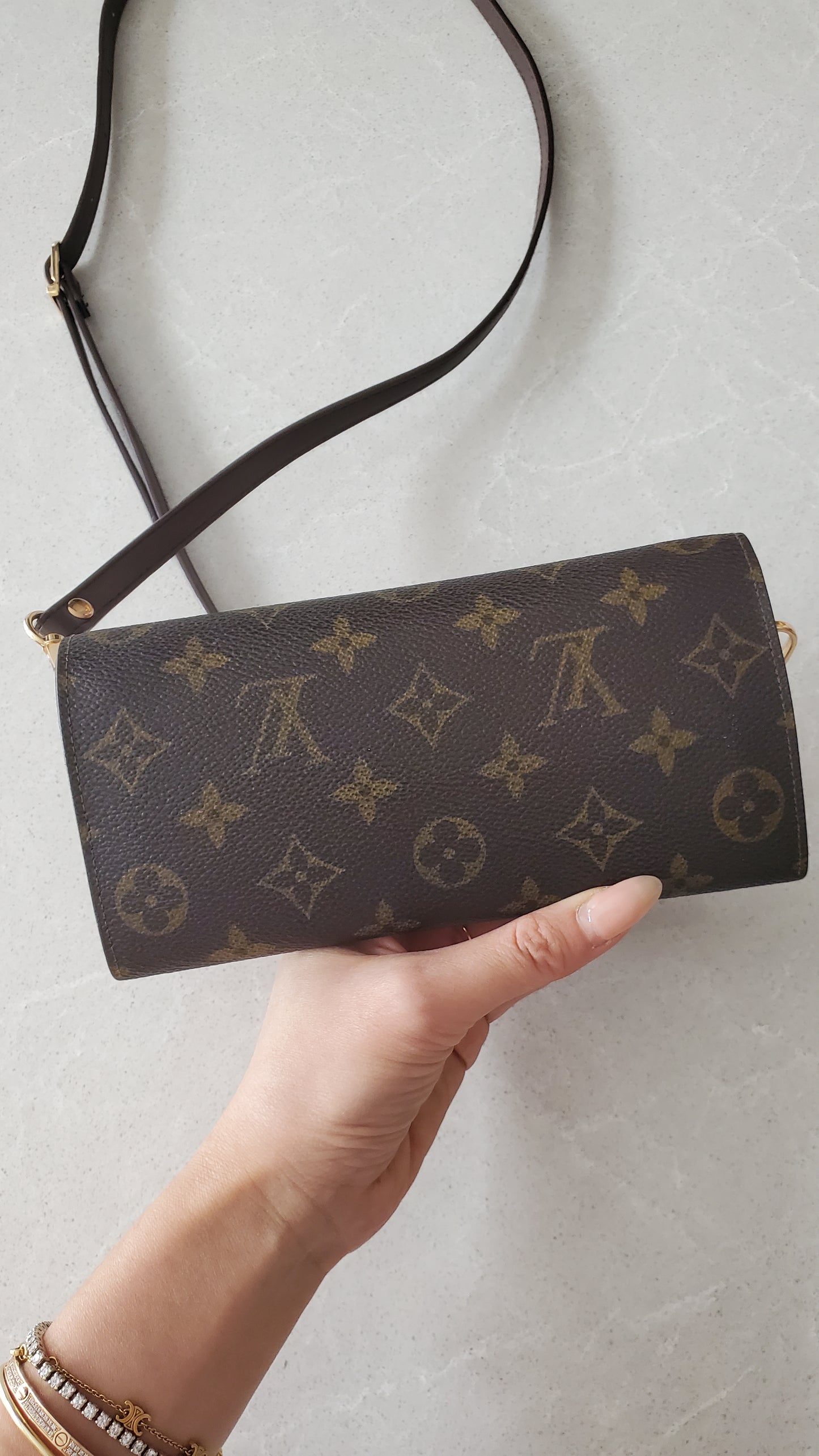 Authentic Vintage Louis Vuitton Upcycle Long Wallet with Strap