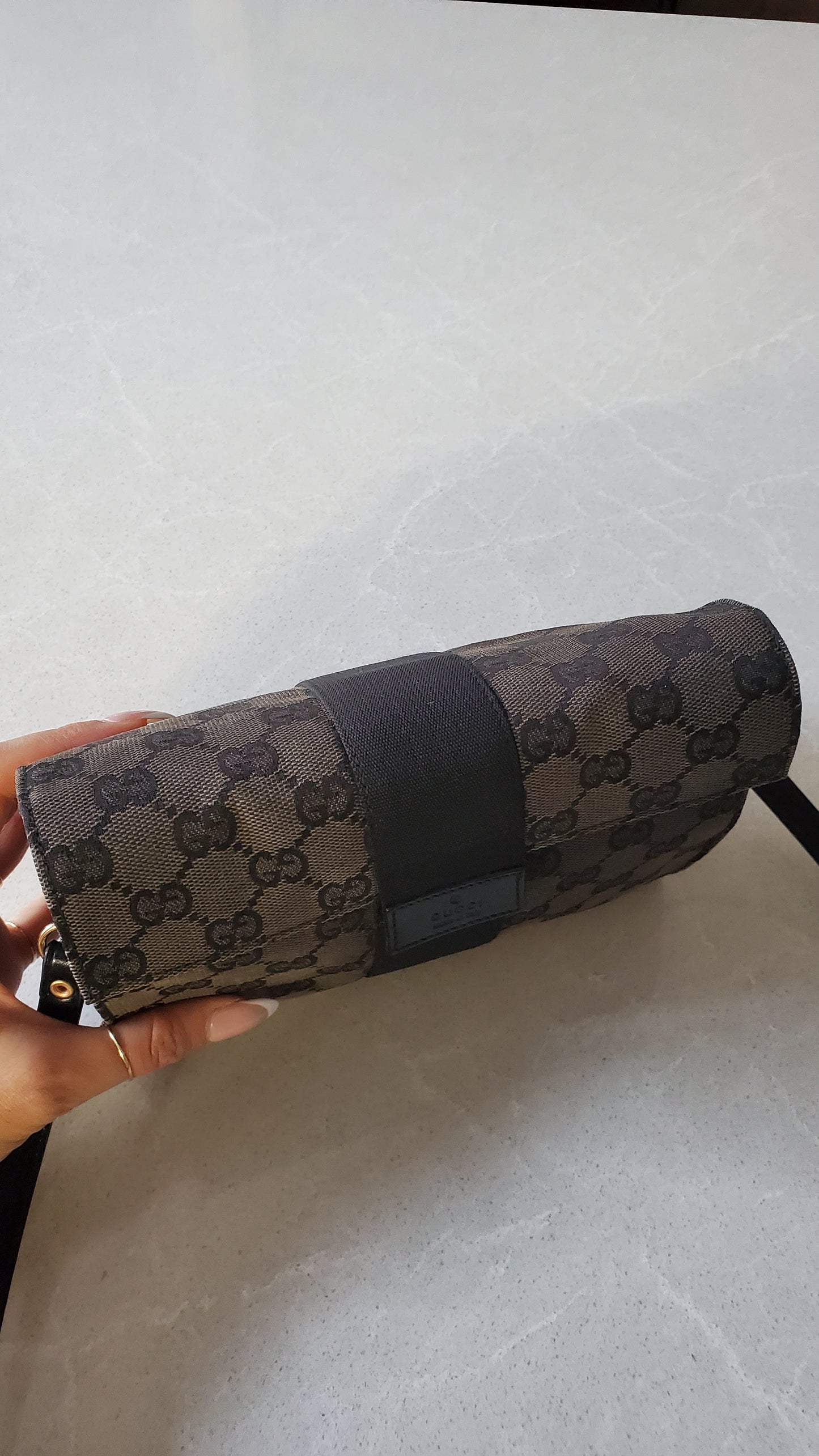Authentic Gucci Upcycle Black Monogram Purse with Strap