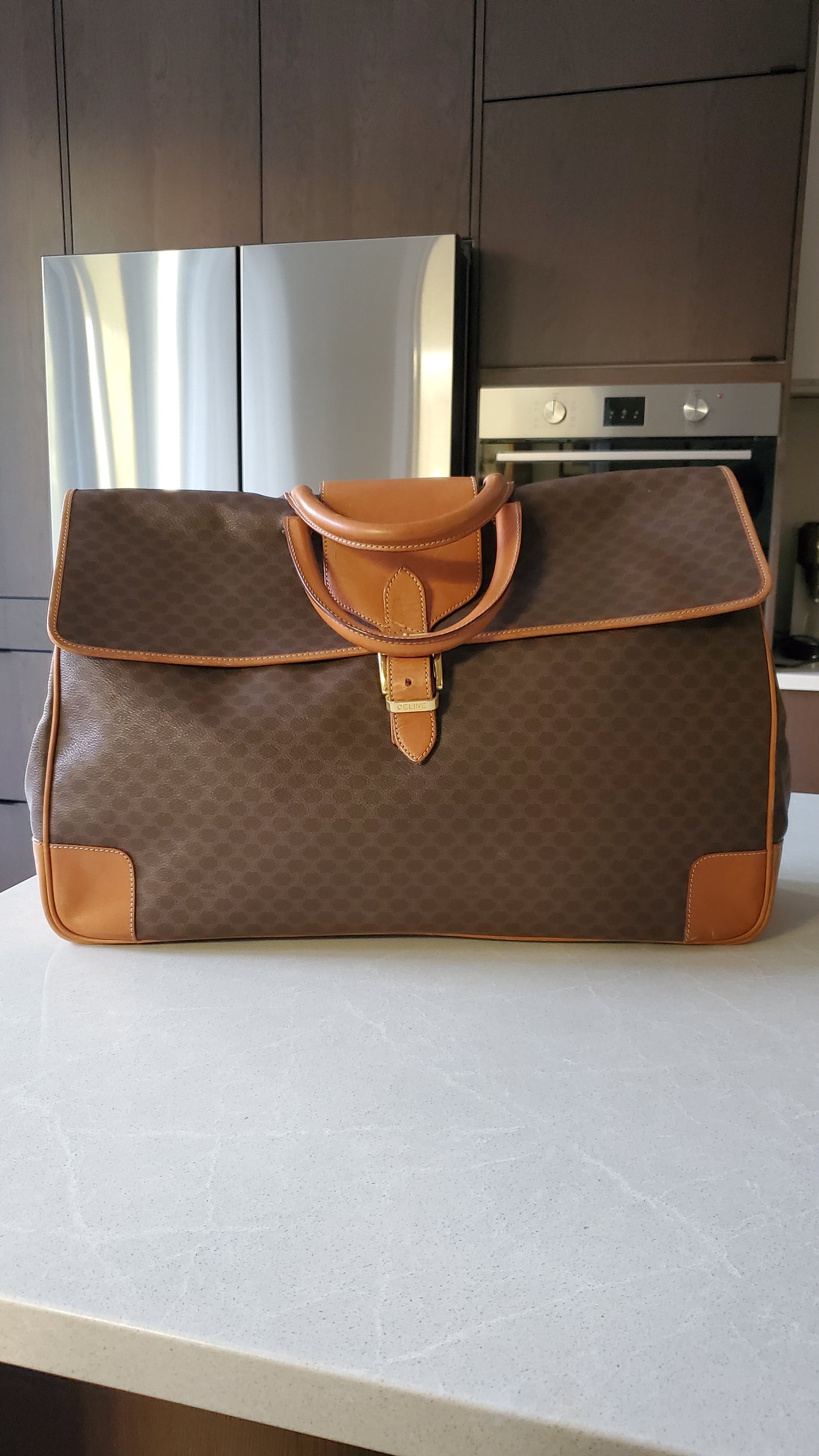 Authentic Vintage Celine XLarge Brown Travel Luggage