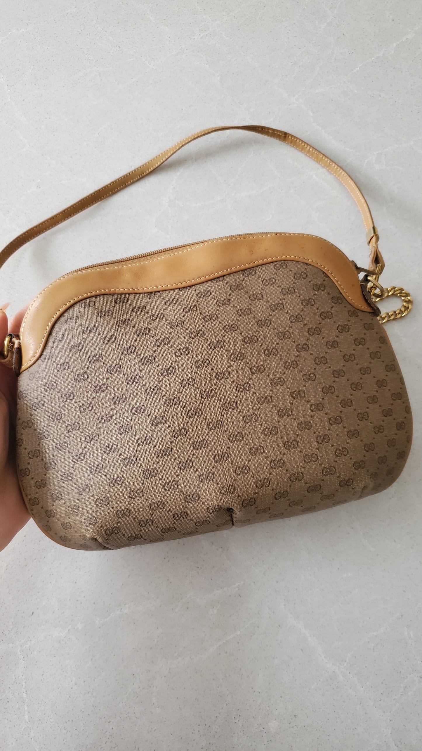 Authentic Vintage Gucci Upcycle Shoulder Purse on Chain/ Strap