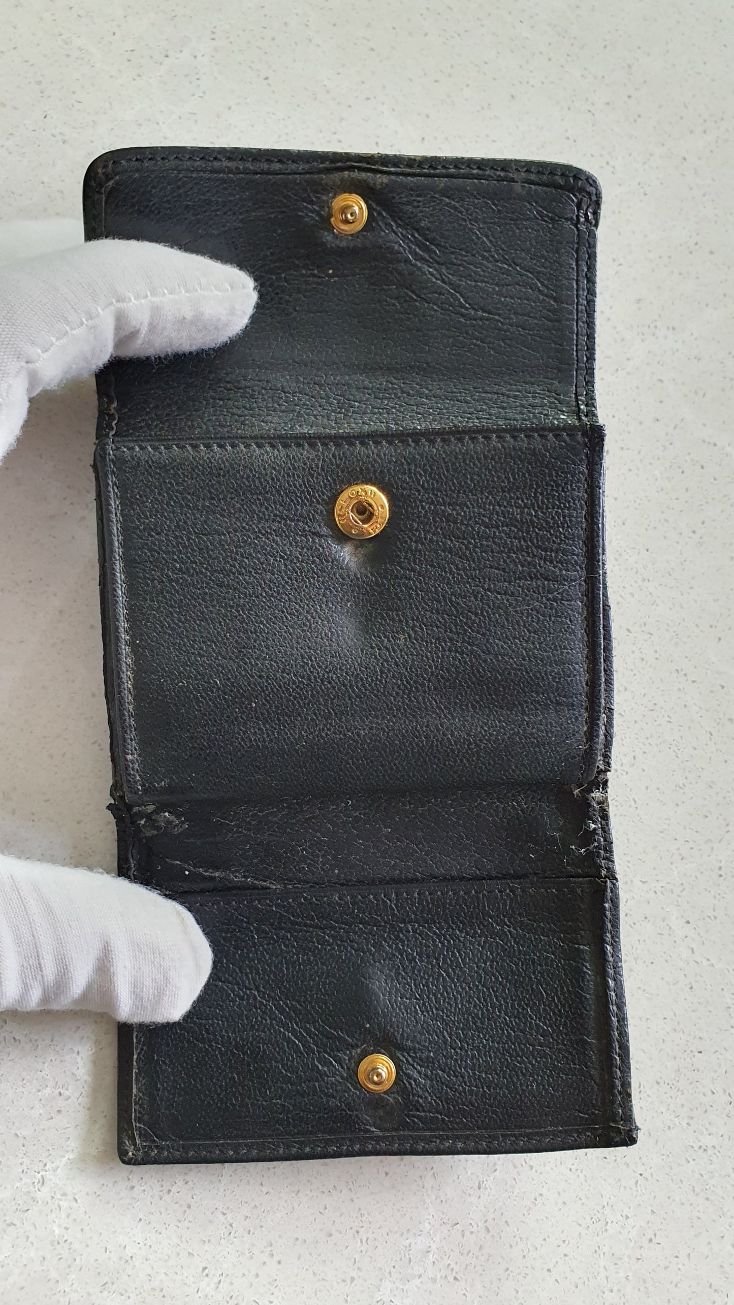 Authentic Chanel Upcycle Mini Black Leather Wallet with Single Handle