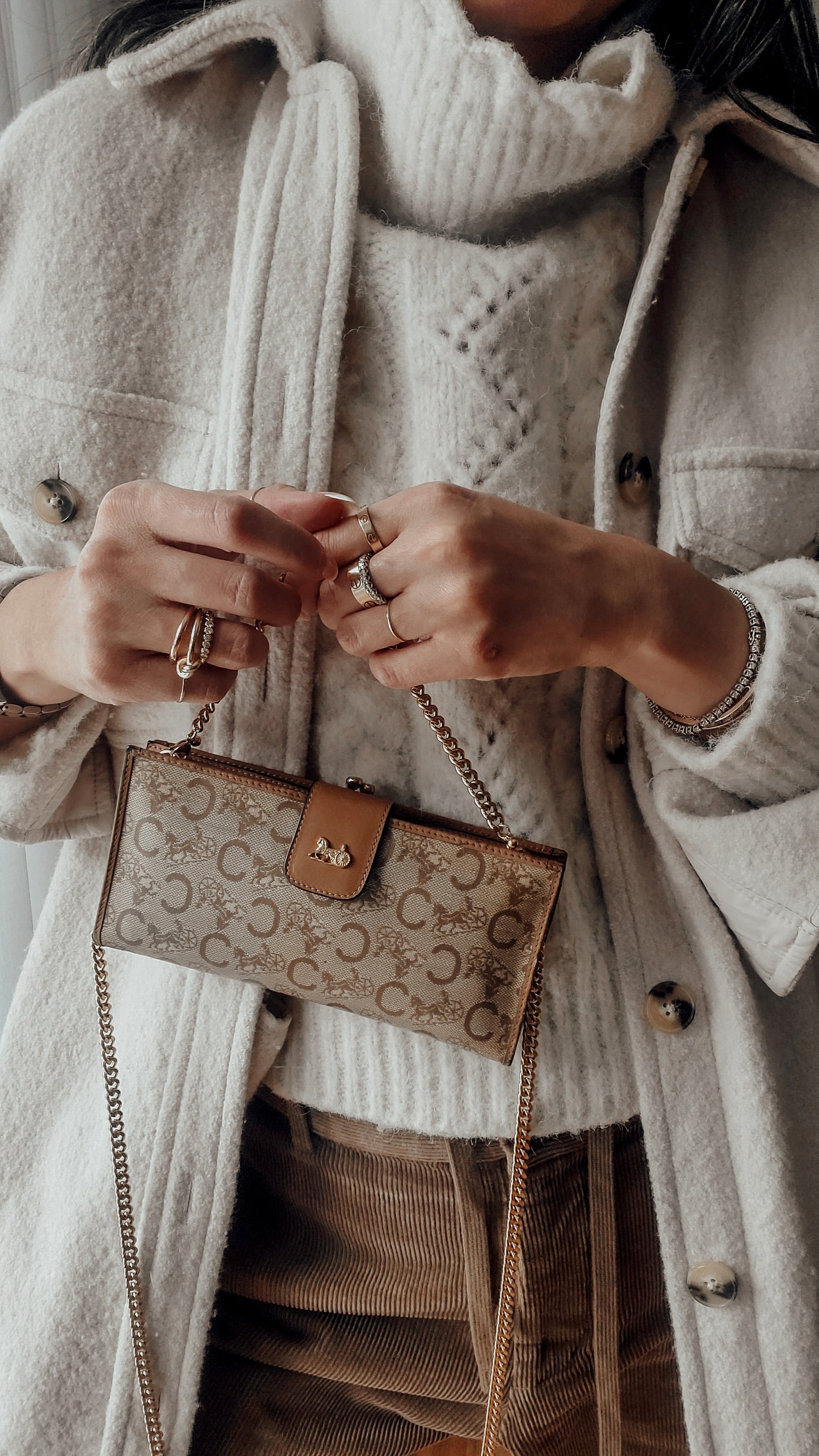 Authentic Vintage Celine Upcycle Long Wallet on Chains