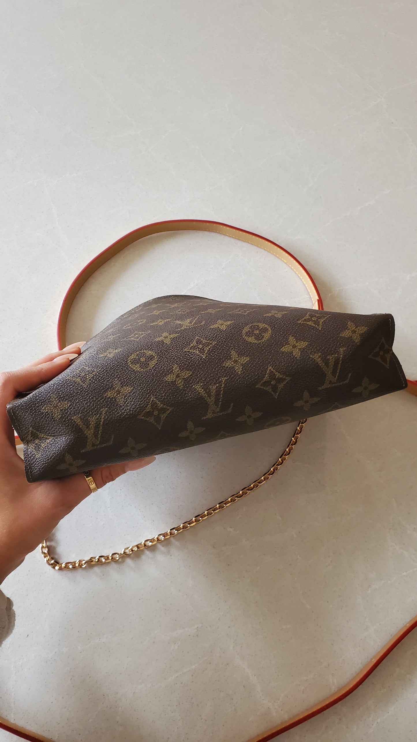 Authentic Vintage Louis Vuitton Upcycle Toiletry Pouch with Chain & 2 Straps (with insert)