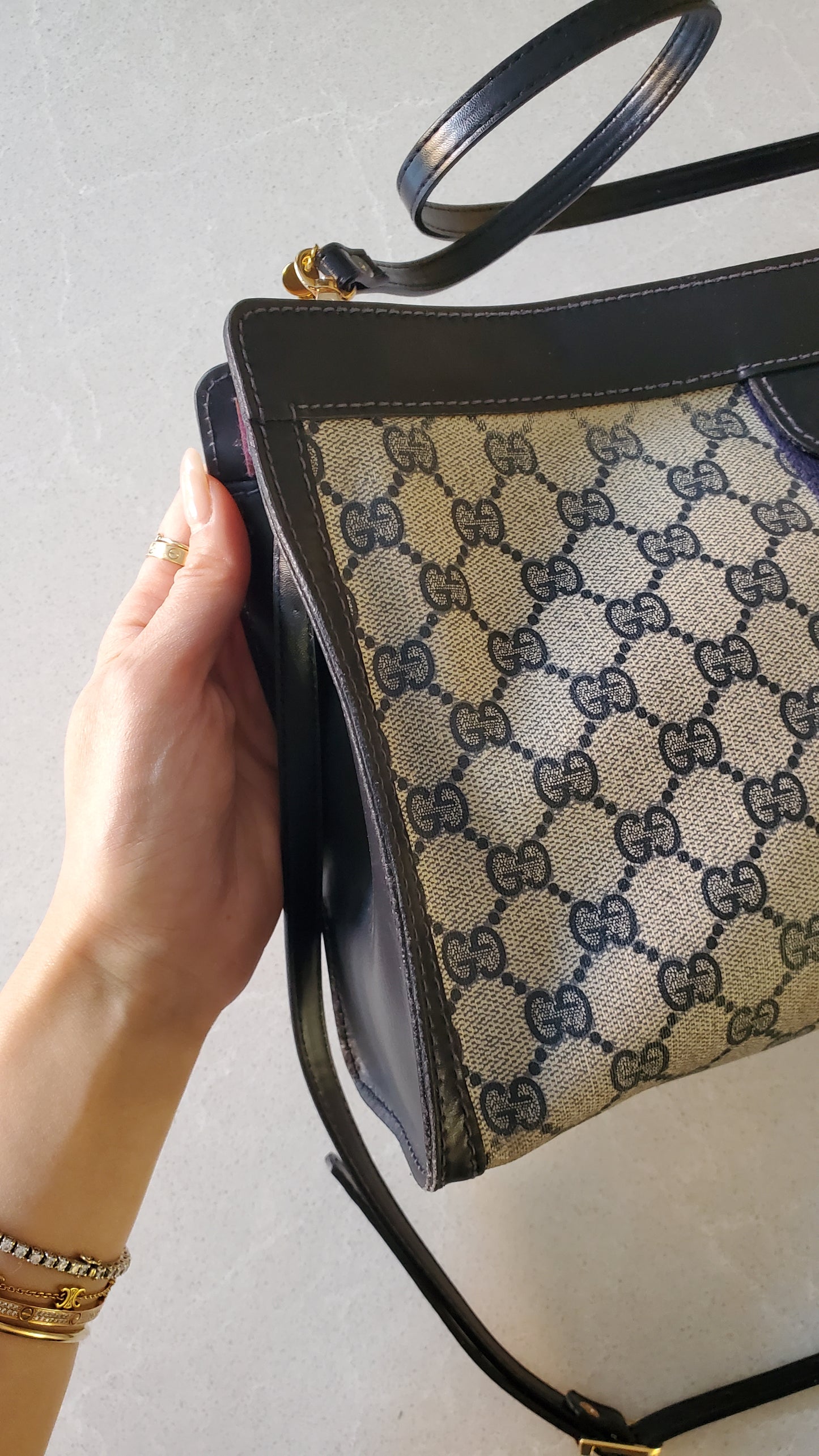 Authentic Vintage Upcycle Gucci Large Bag on Chains (with velcro closing)