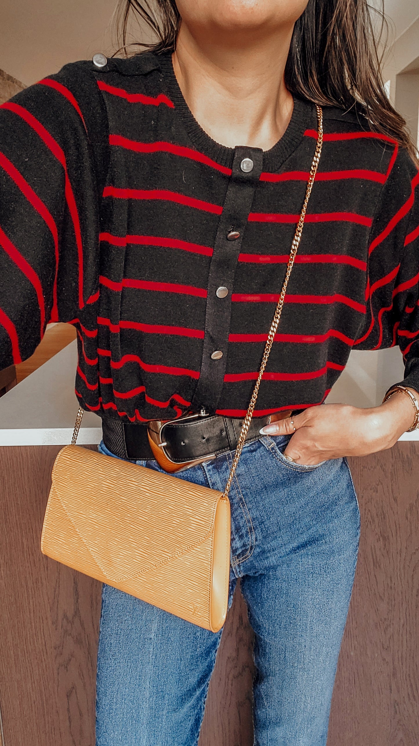 Authentic Vintage Louis Vuitton Upcycle Yellow Epi Purse on Chains