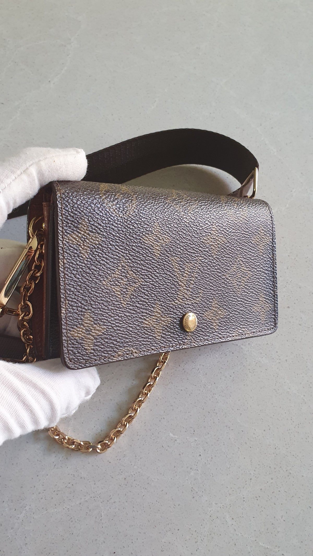 Authentic Vintage Louis Vuitton Upcycle Small Wallet (2) with Strap and Chain