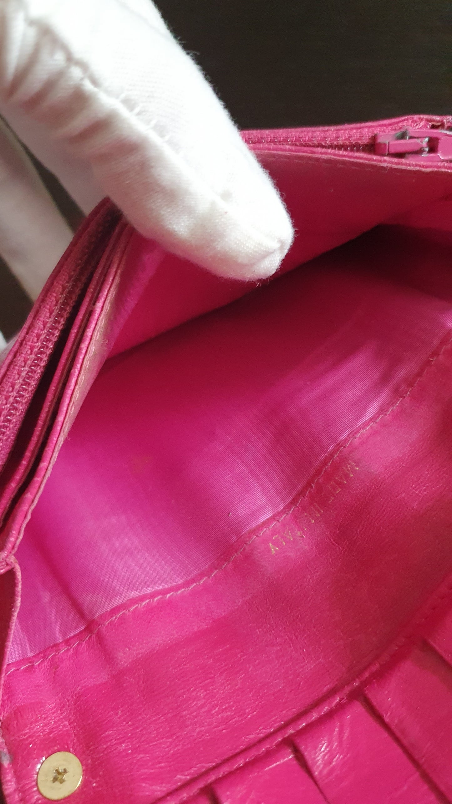 Authentic Chanel Upcycle Pink Caviar Zip Wallet with Shoulder Chain