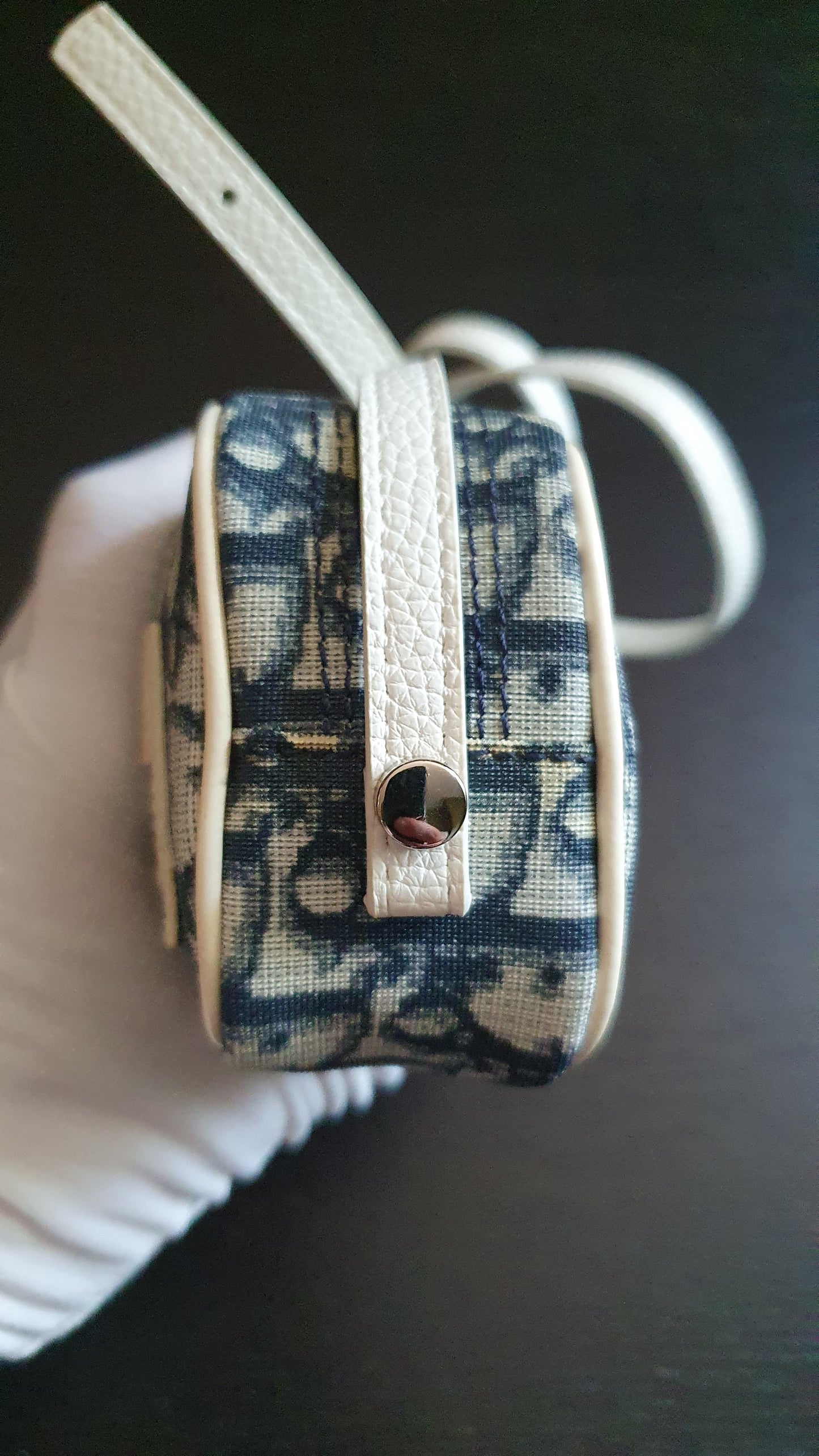 Authentic Vintage Dior Upcycle Navy Shoulder Pouch Purse with Adjustable Strap