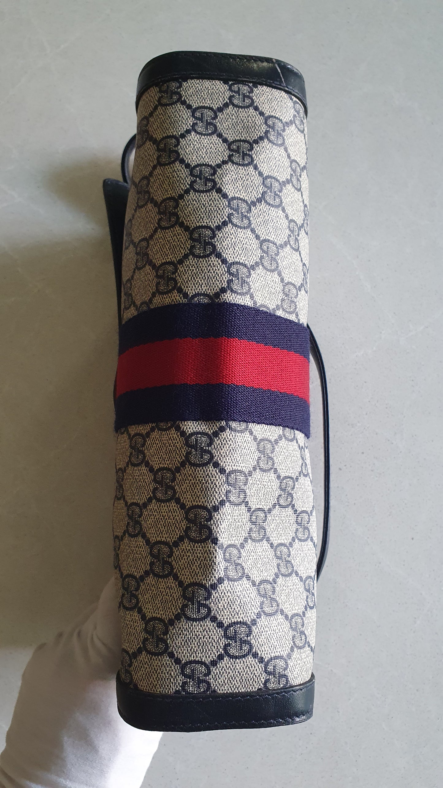 Authentic Vintage Gucci Upcycle (Dark Navy) Large Purse with Shoulder Strap