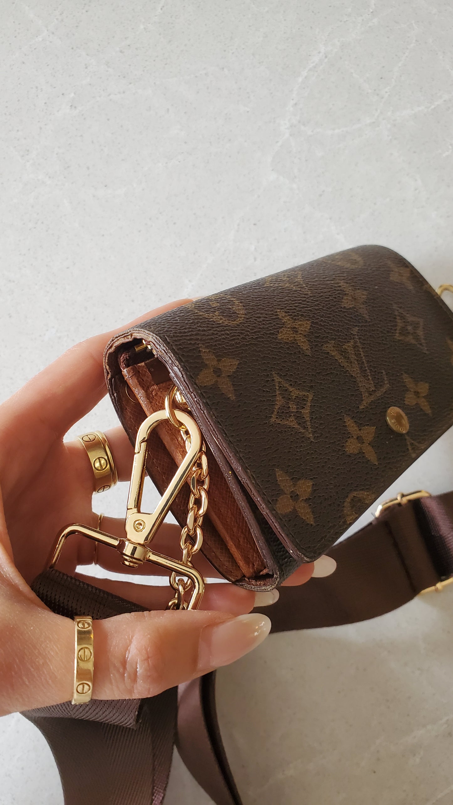 Authentic Vintage Louis Vuitton (RA0994) Upcycle Small Wallet with Strap and Chain