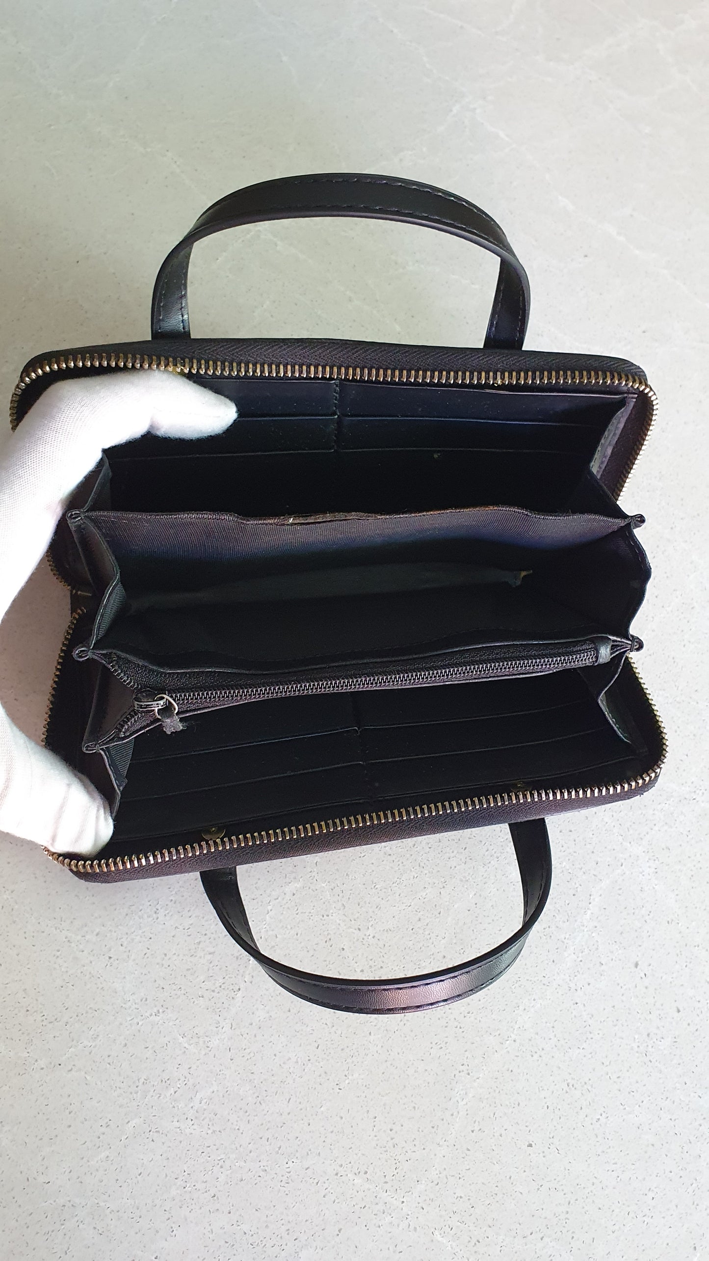 Authentic Gucci Upcycle Black Zip-Up Wallet with Two Handles