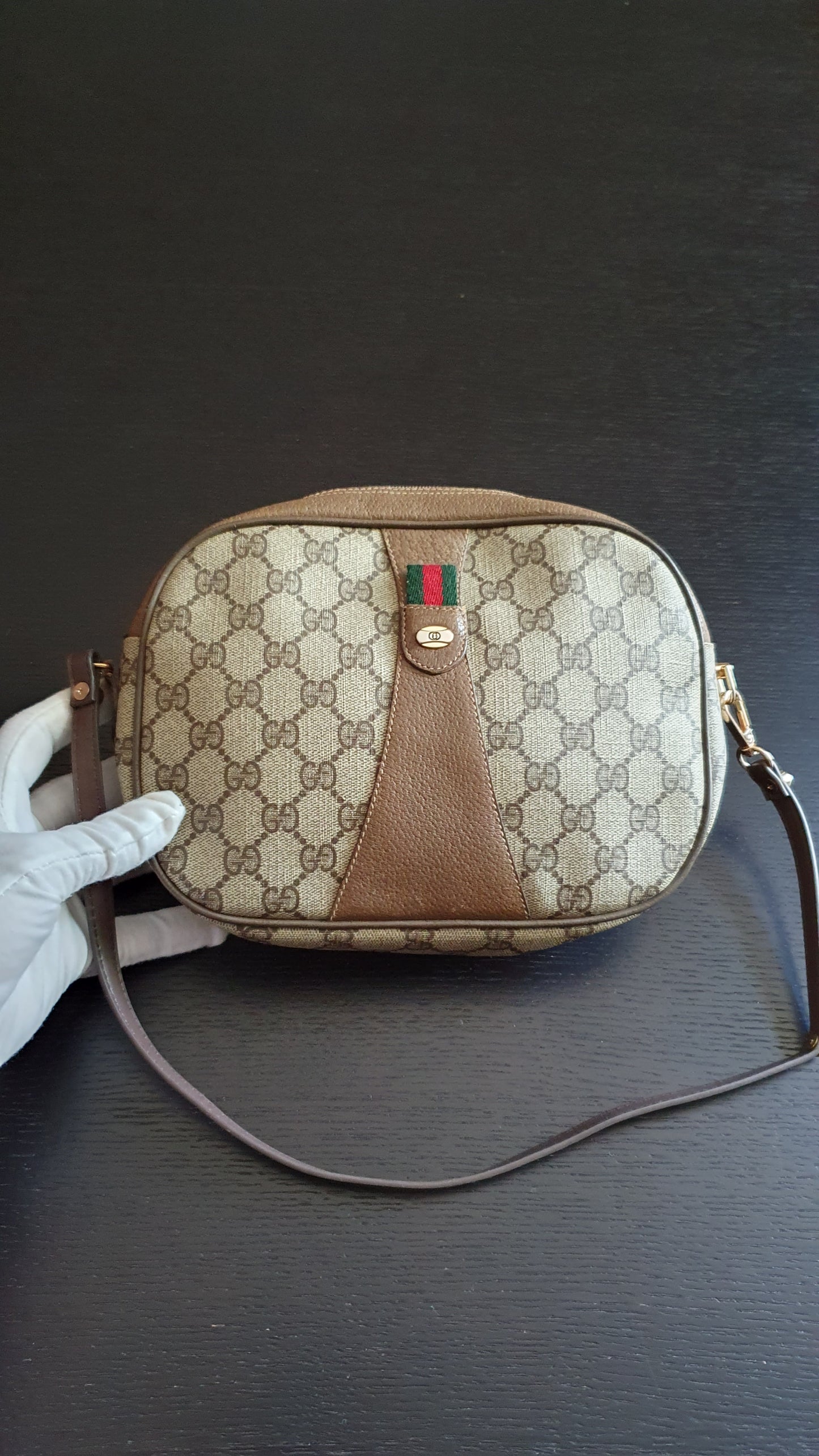 Authentic Vintage Gucci Upcycle Brown Purse with Shoulder Strap