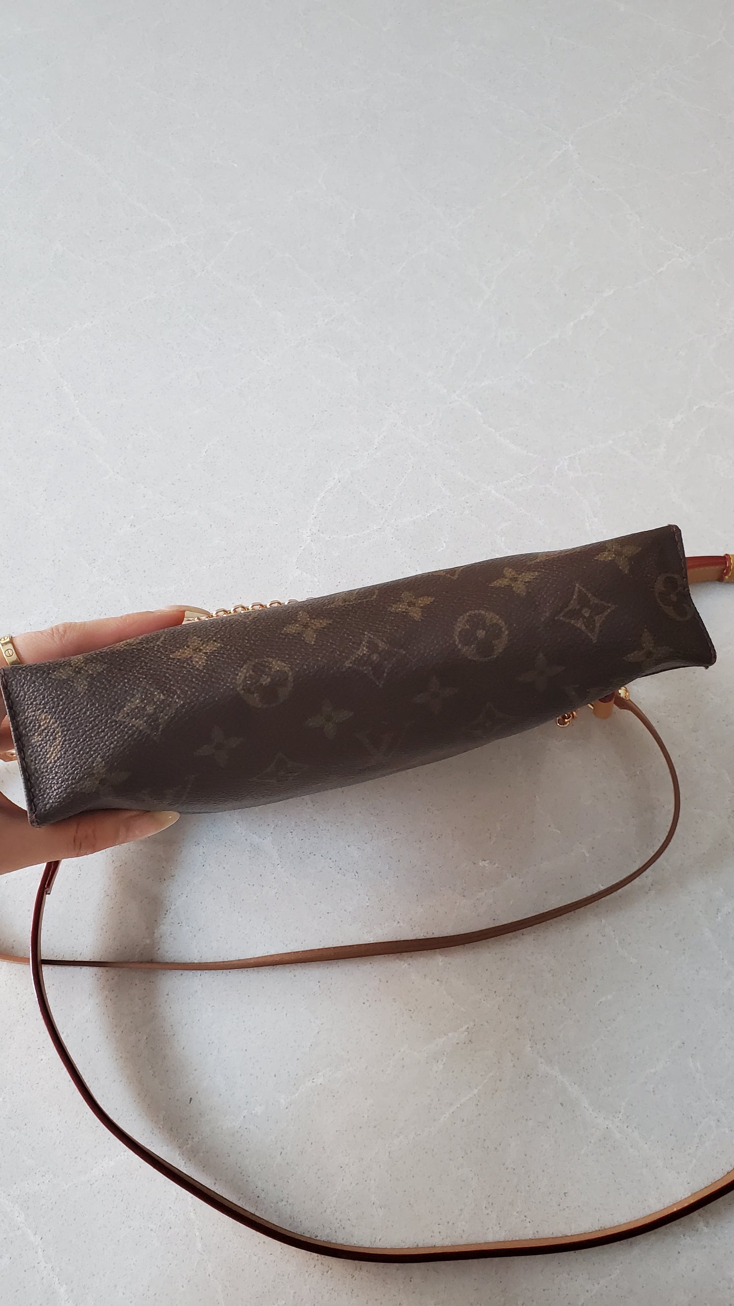 Authentic Vintage Louis Vuitton (Cream Insert) Upcycle Toiletry Pouch with Chain & 2 Straps