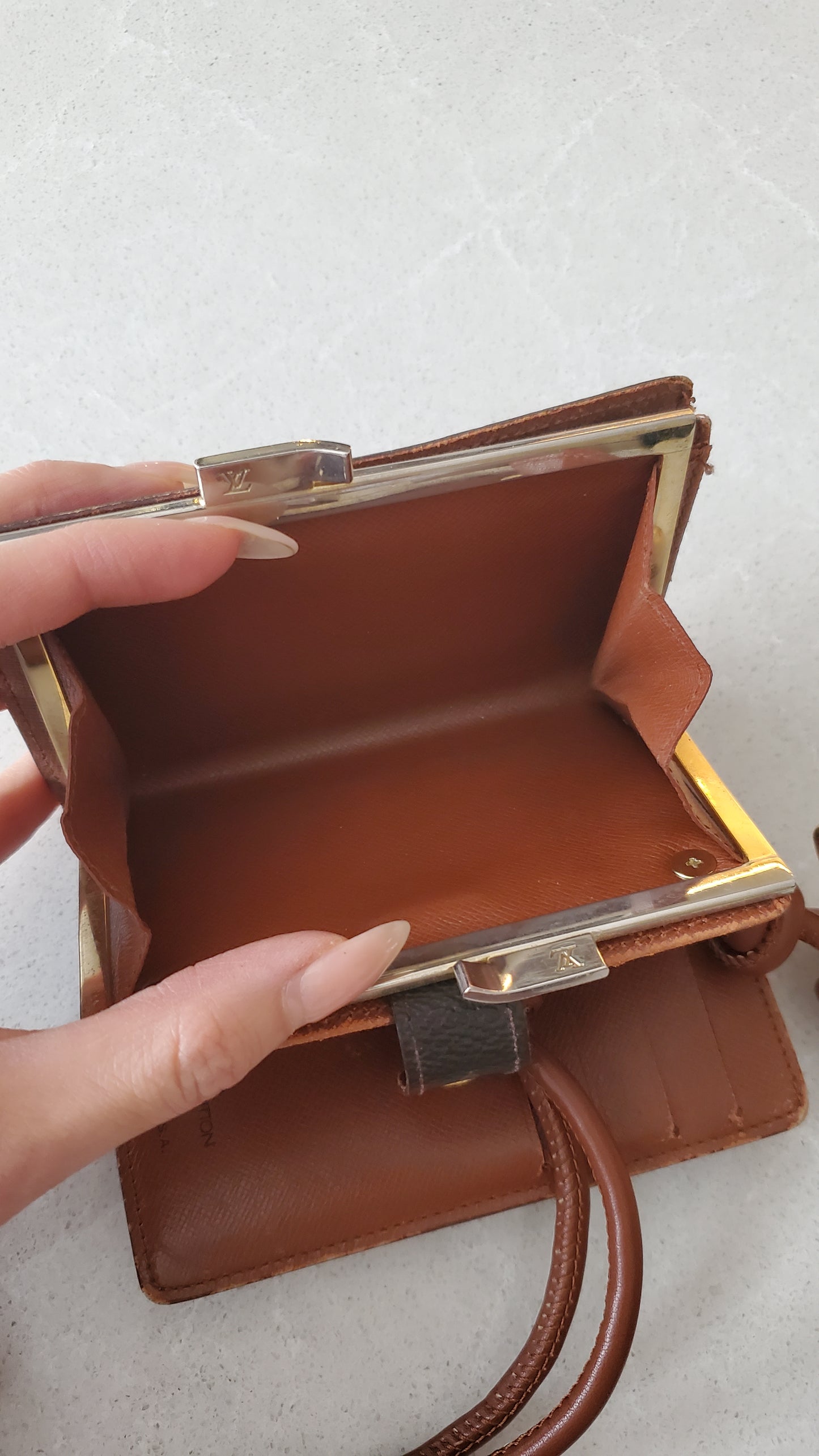 Authentic Vintage Louis Vuitton Upcycle Small Compact Wallet with Strap