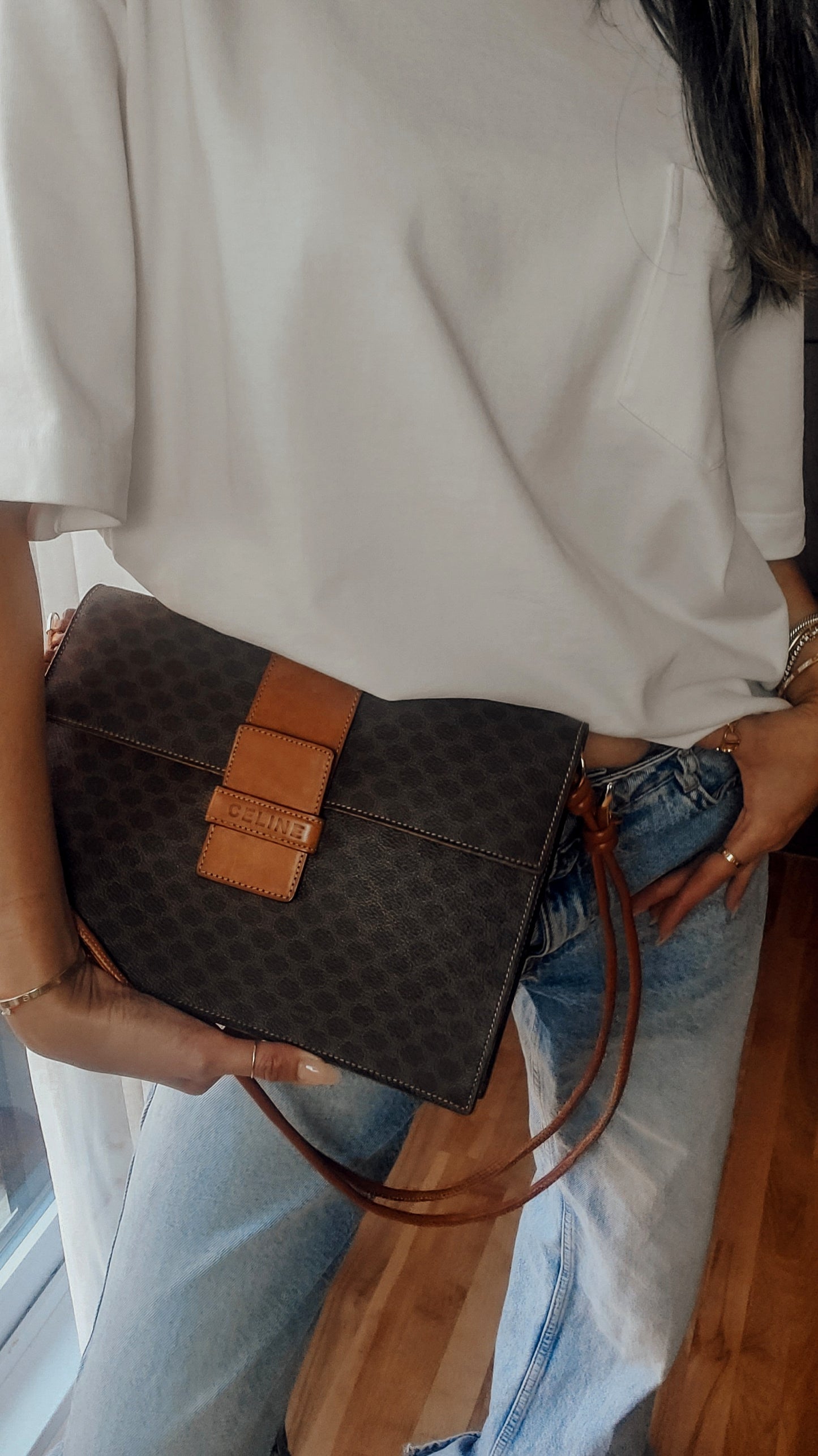 *Rare* Authentic Vintage Celine Upcycle Brown Versatile Purse with Strap