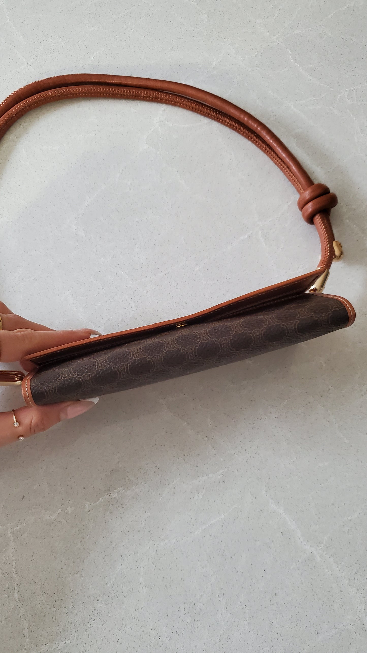 Authentic Vintage Celine Upcycle Long Wallet on Chain & Strap