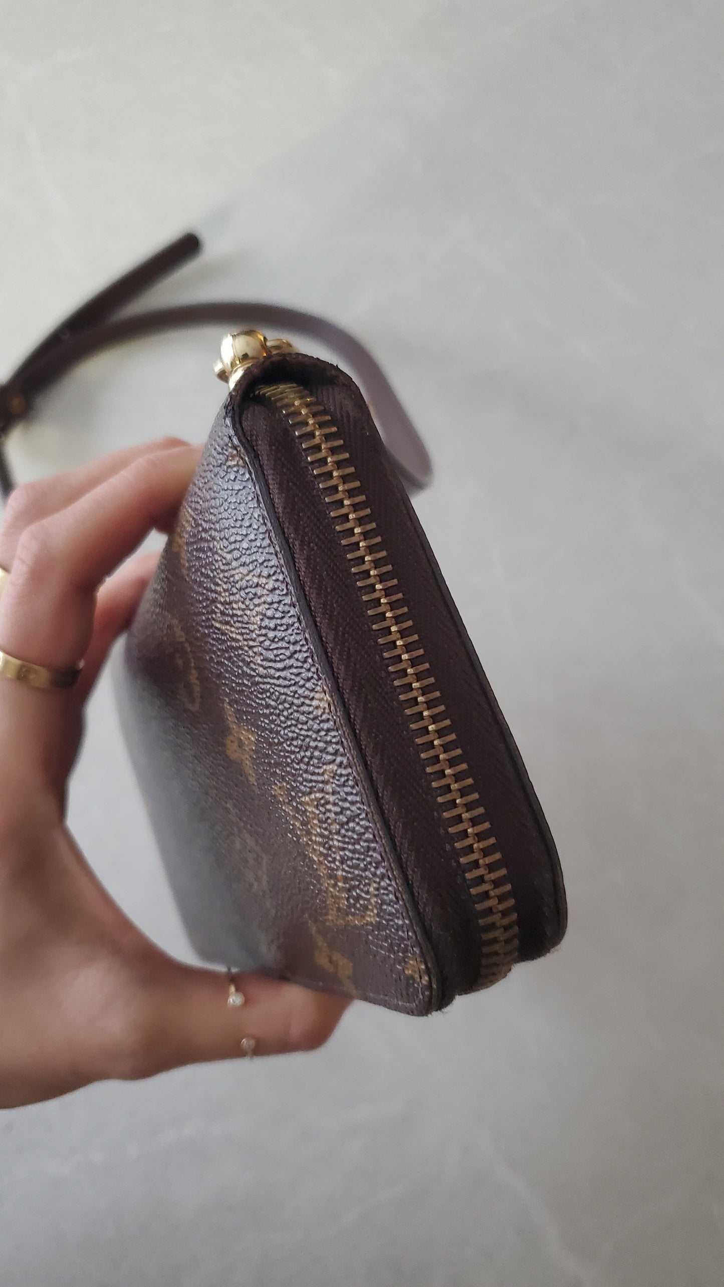 Authentic Louis Vuitton Upcycle Zip Up Wallet with Shoulder Strap and Chain