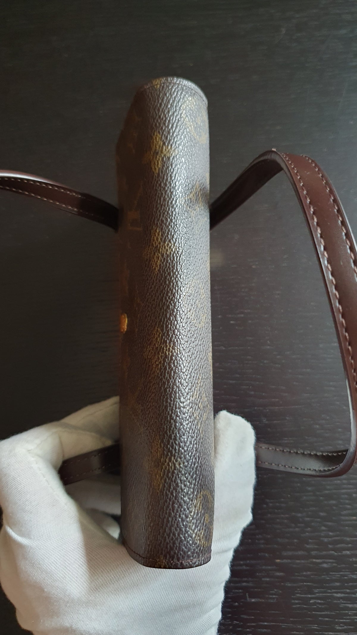 Authentic Vintage Louis Vuitton (3) Upcycle Brown Monogram Wallet with Two Handles
