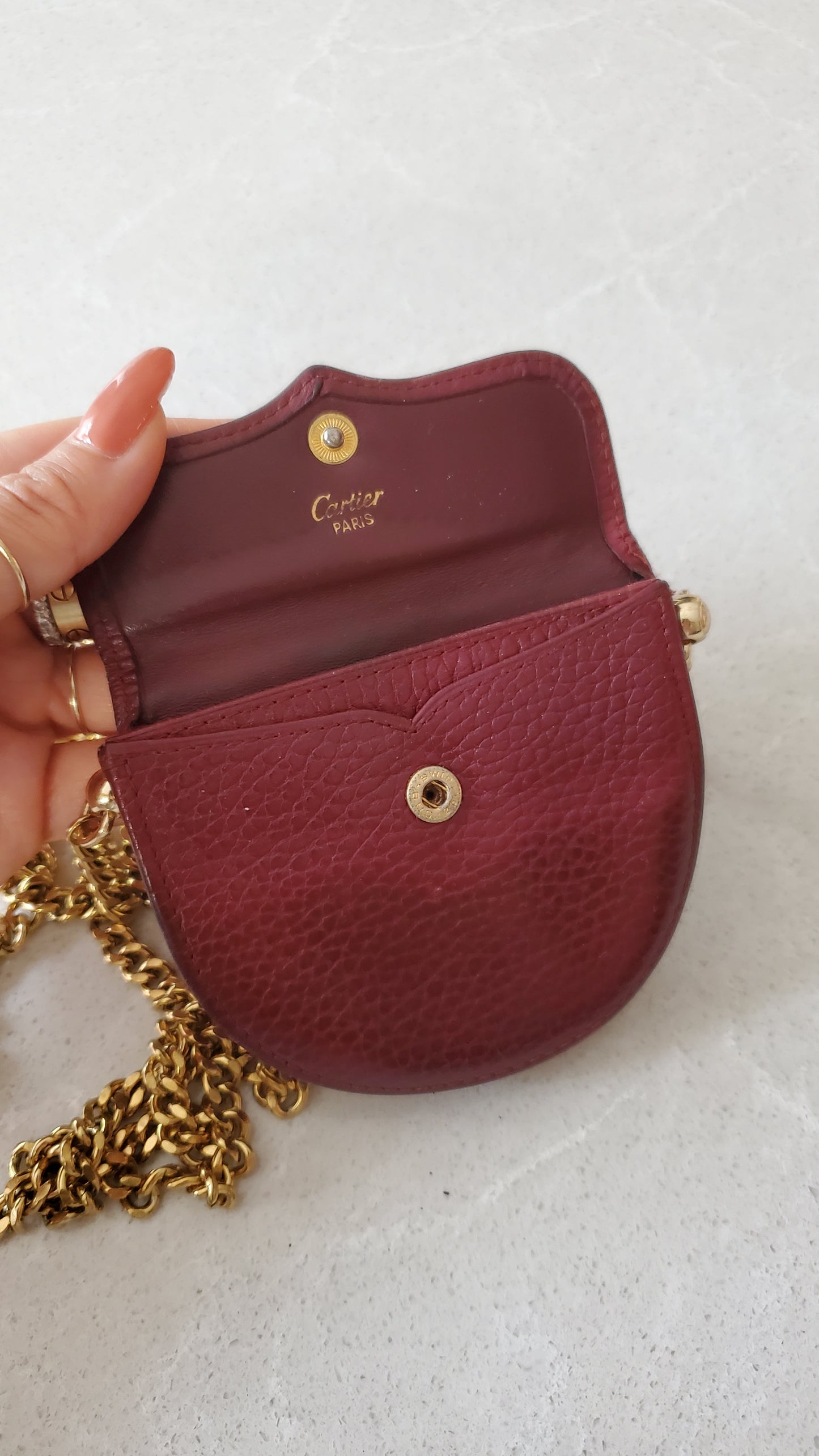 Authentic Vintage Cartier (1/2) Upcycle Mini Pouch on Chain