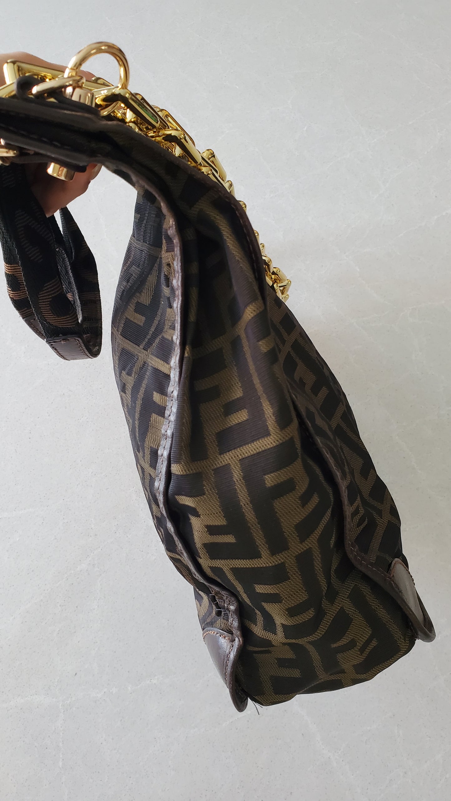 Authentic Fendi FF Upcycle Large Tote Bag with Chains