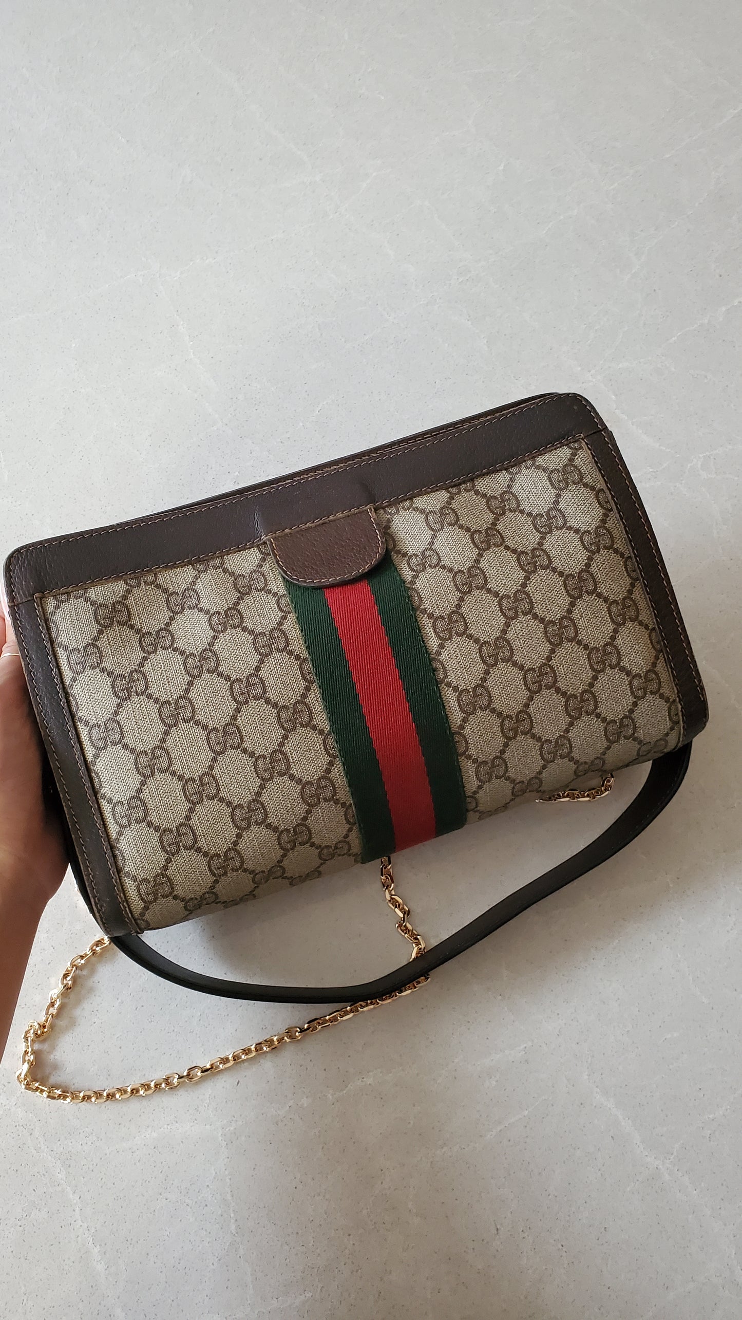 Authentic Vintage Upcycle Gucci Bag on Strap & Chain