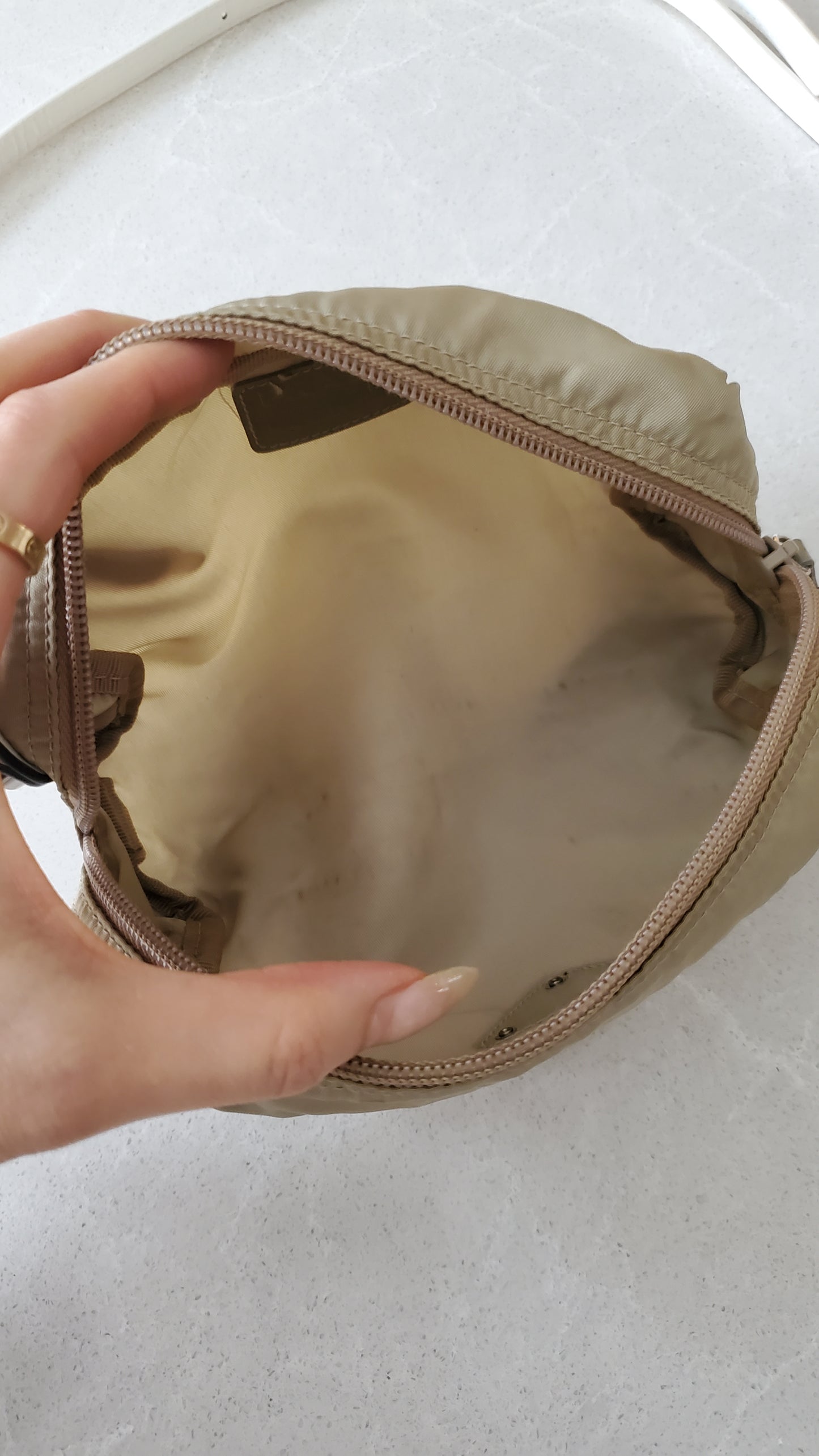 Authentic Prada Upcycle Nylon Pouch with Chain & Strap