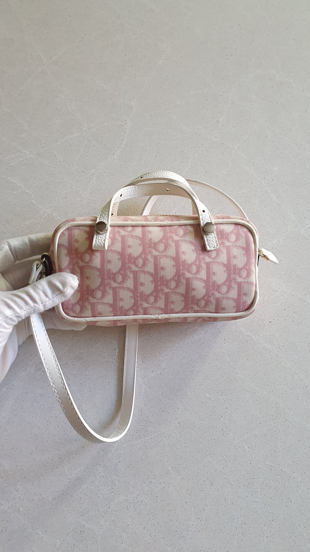 Authentic Vintage Dior Upcycle Pink Shoulder Pouch Purse with Two Handles