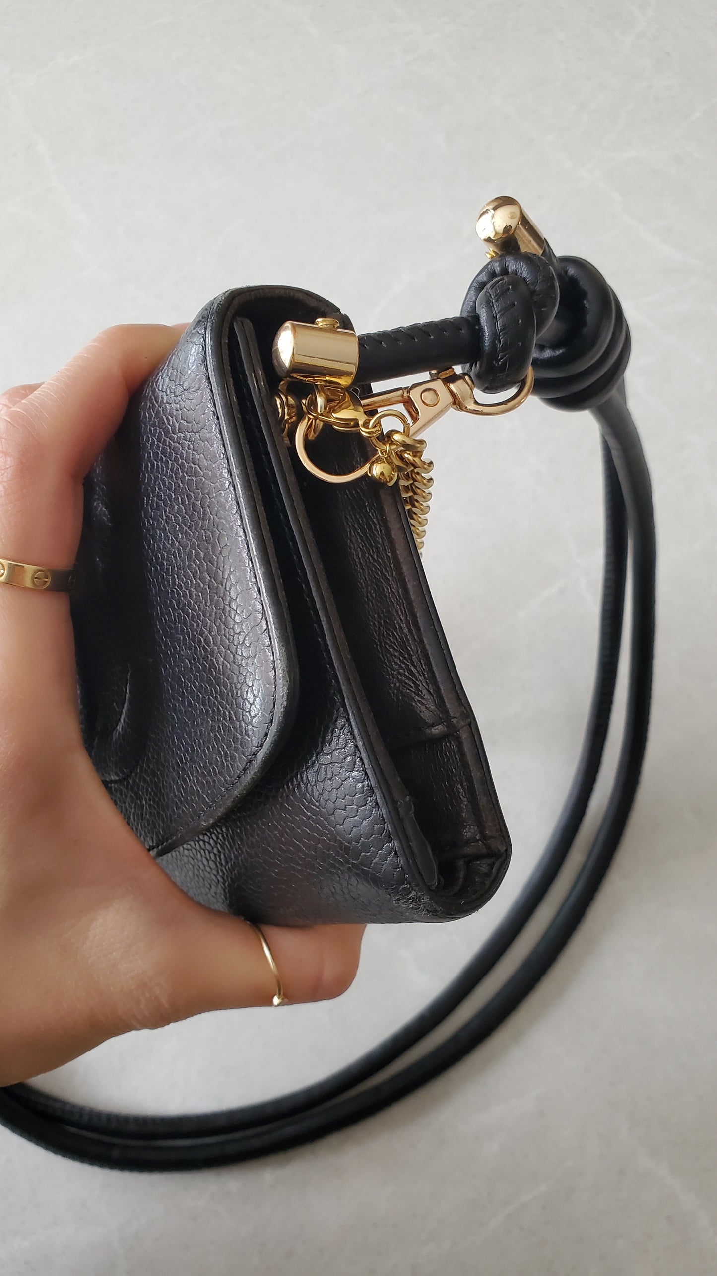 Authentic Chanel Upcycle Black Caviar Wallet on Chain & Strap