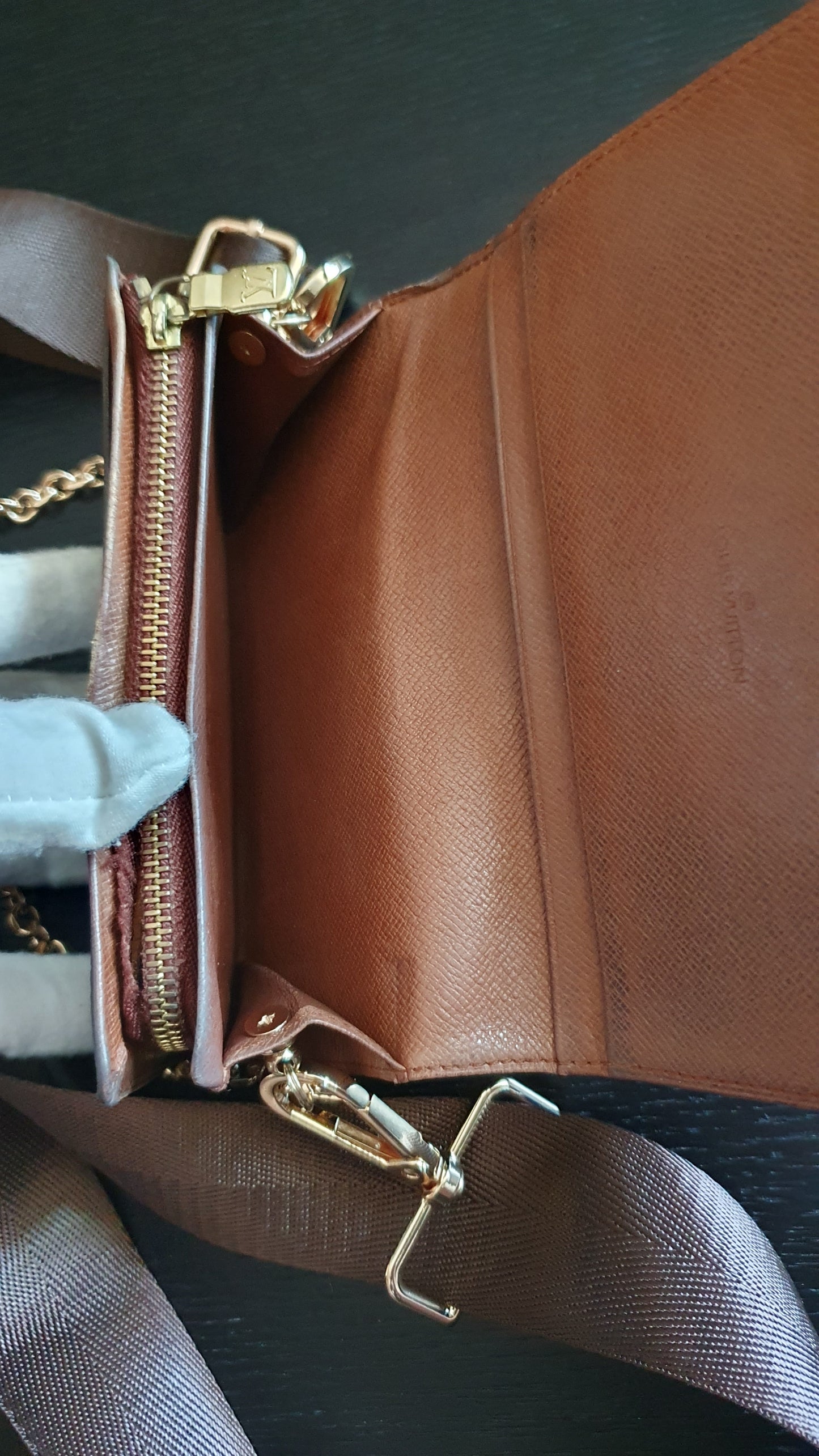 Authentic Vintage Louis Vuitton (2) Upcycle Small Wallet with Strap and Chain