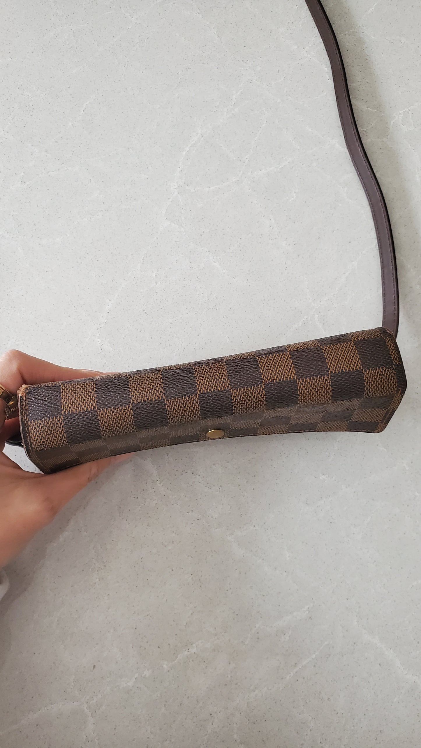 Authentic Vintage Louis Vuitton Brown Damier Upcycle Long Wallet with Strap