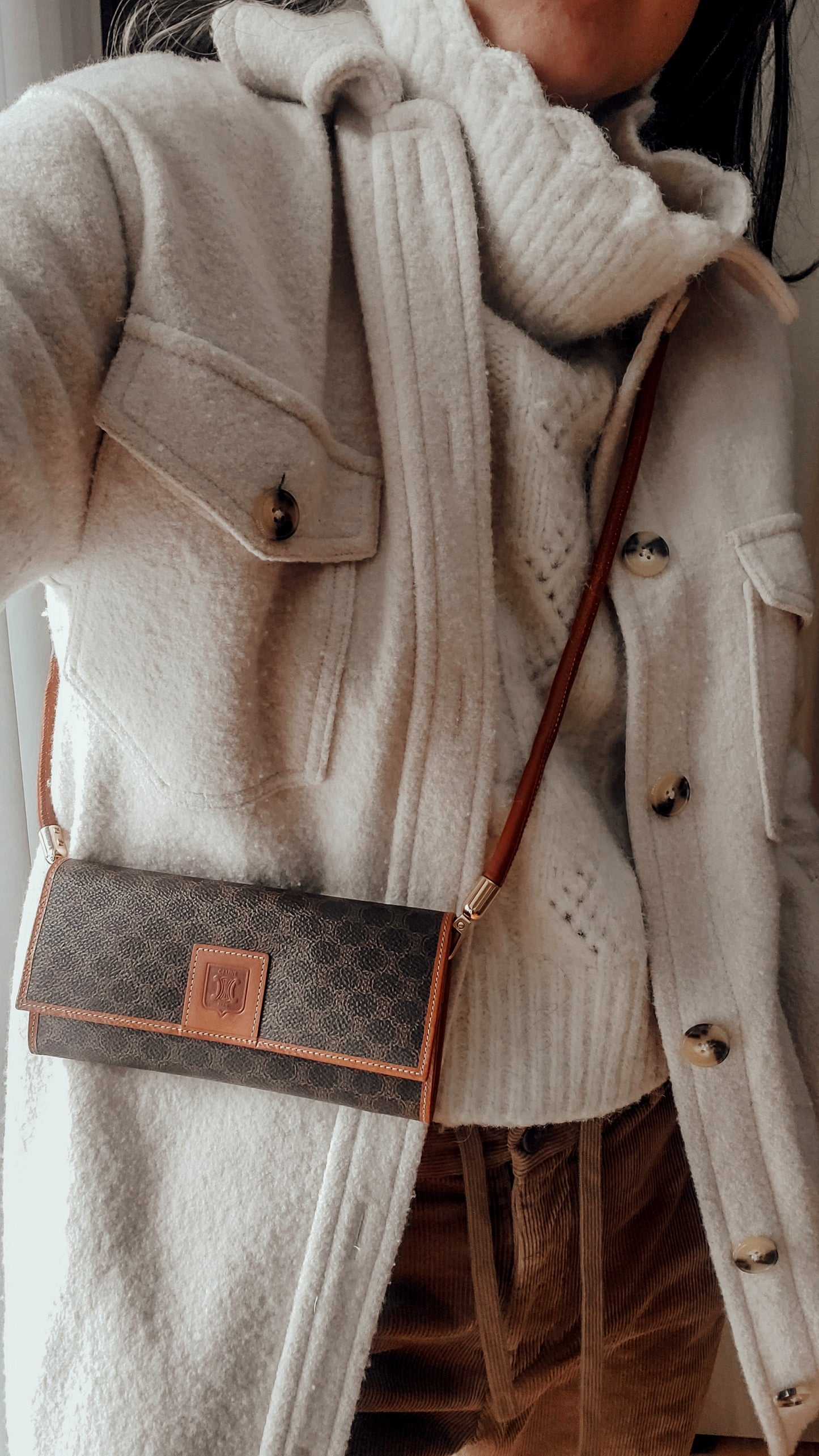 Authentic Vintage Celine Upcycle Long Wallet on Chain & Strap