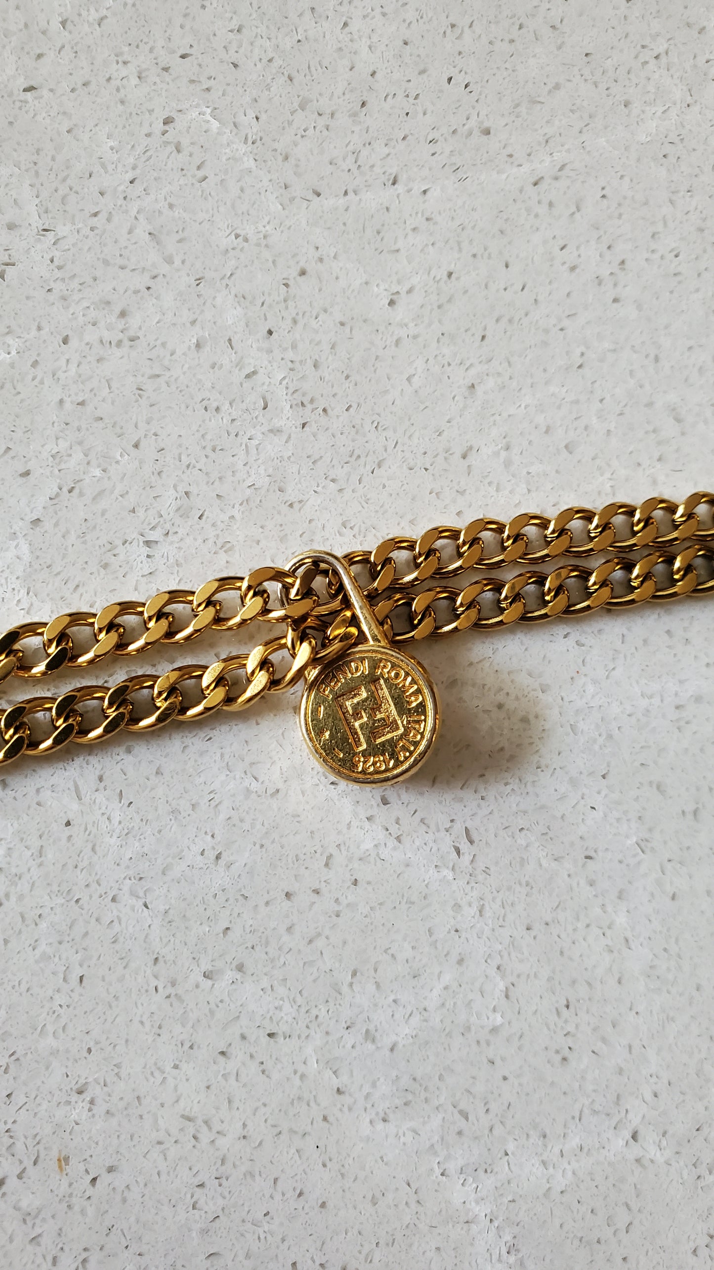 Authentic Vintage Fendi Upcycle Gold Cuban Chain Layers Necklace