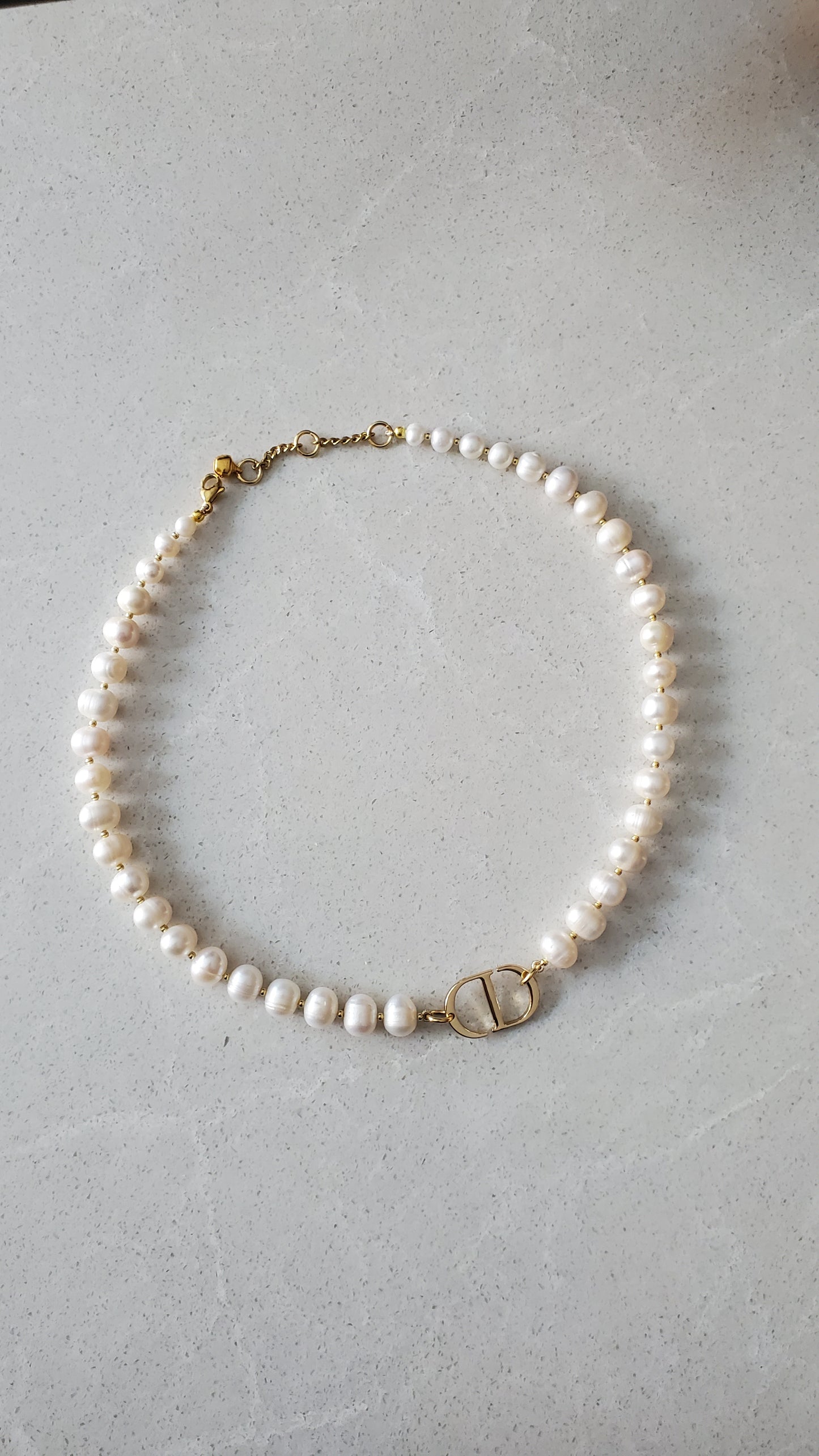 Authentic Dior Upcycle Handmade Real Freshwater Pearl Necklace