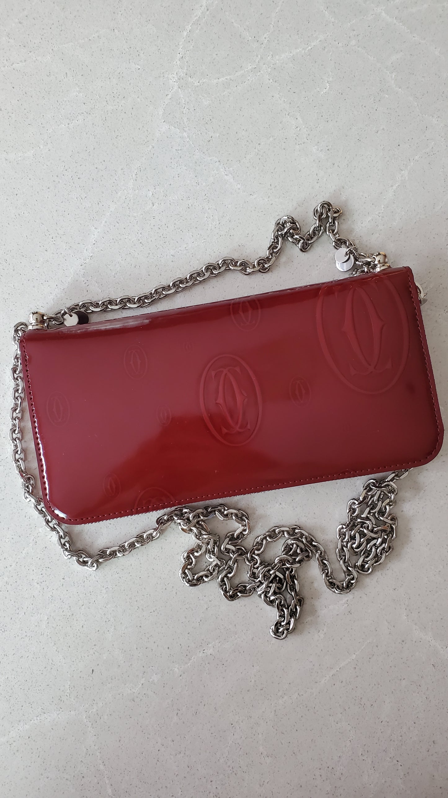 Authentic Vintage Cartier Upcycle Long Zip Wallet with Chains