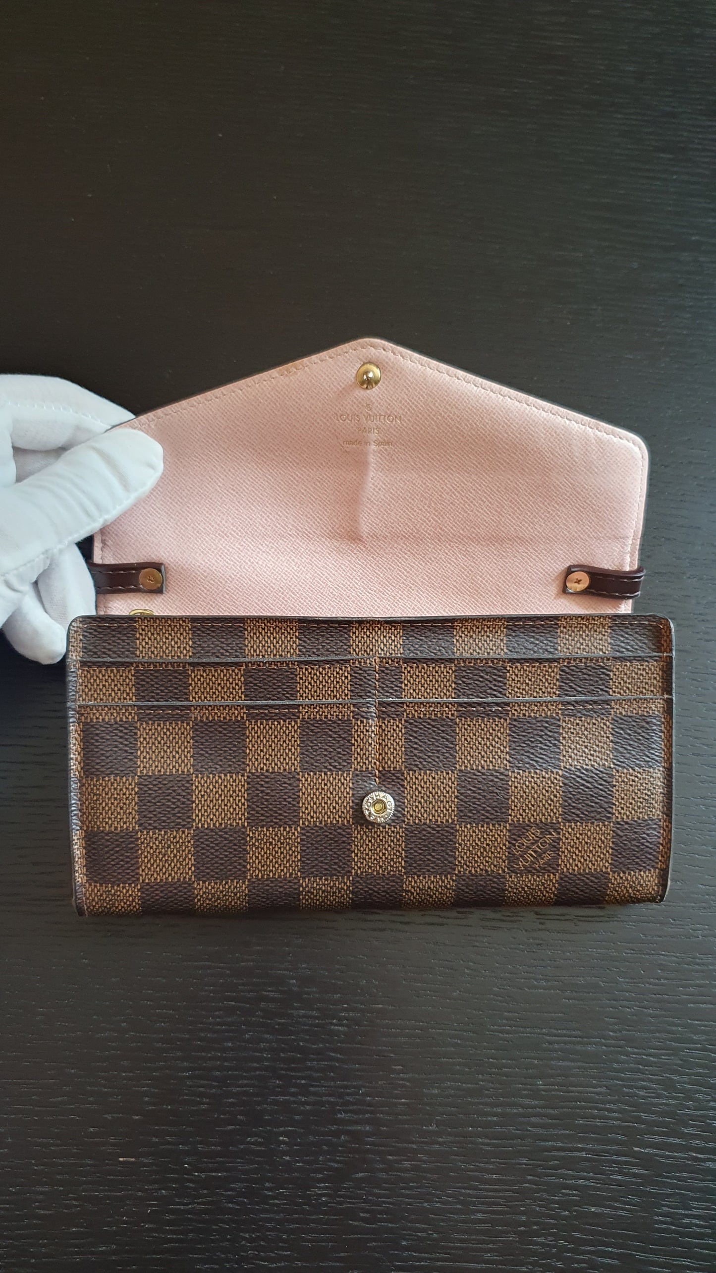Authentic Louis Vuitton Upcycle Brown Damier Wallet with Single Handle