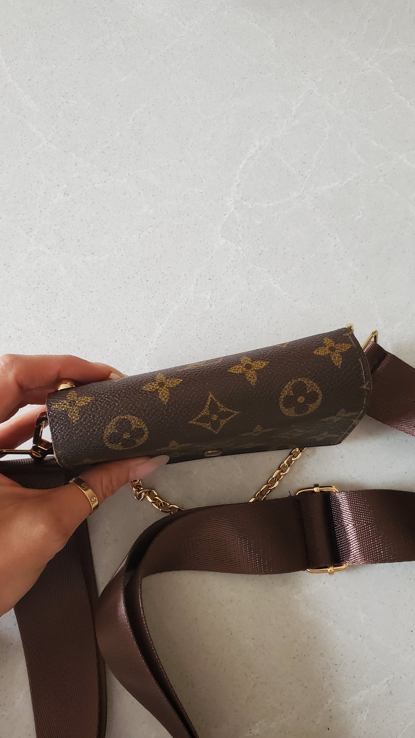 Authentic Vintage Louis Vuitton (RA0994) Upcycle Small Wallet with Strap and Chain