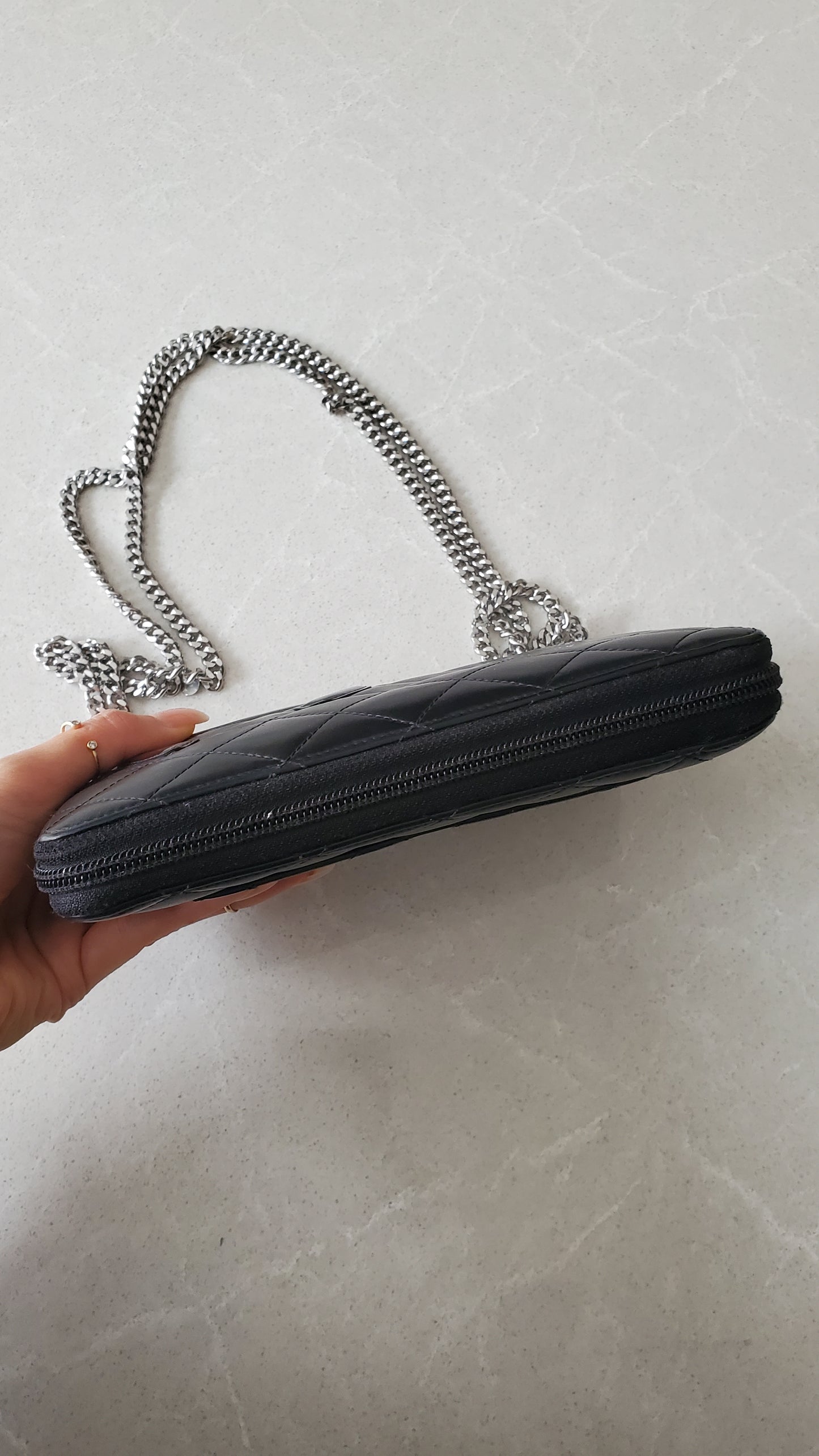 Authentic Vintage Chanel Upcycle Large Zip Wallet on Chain
