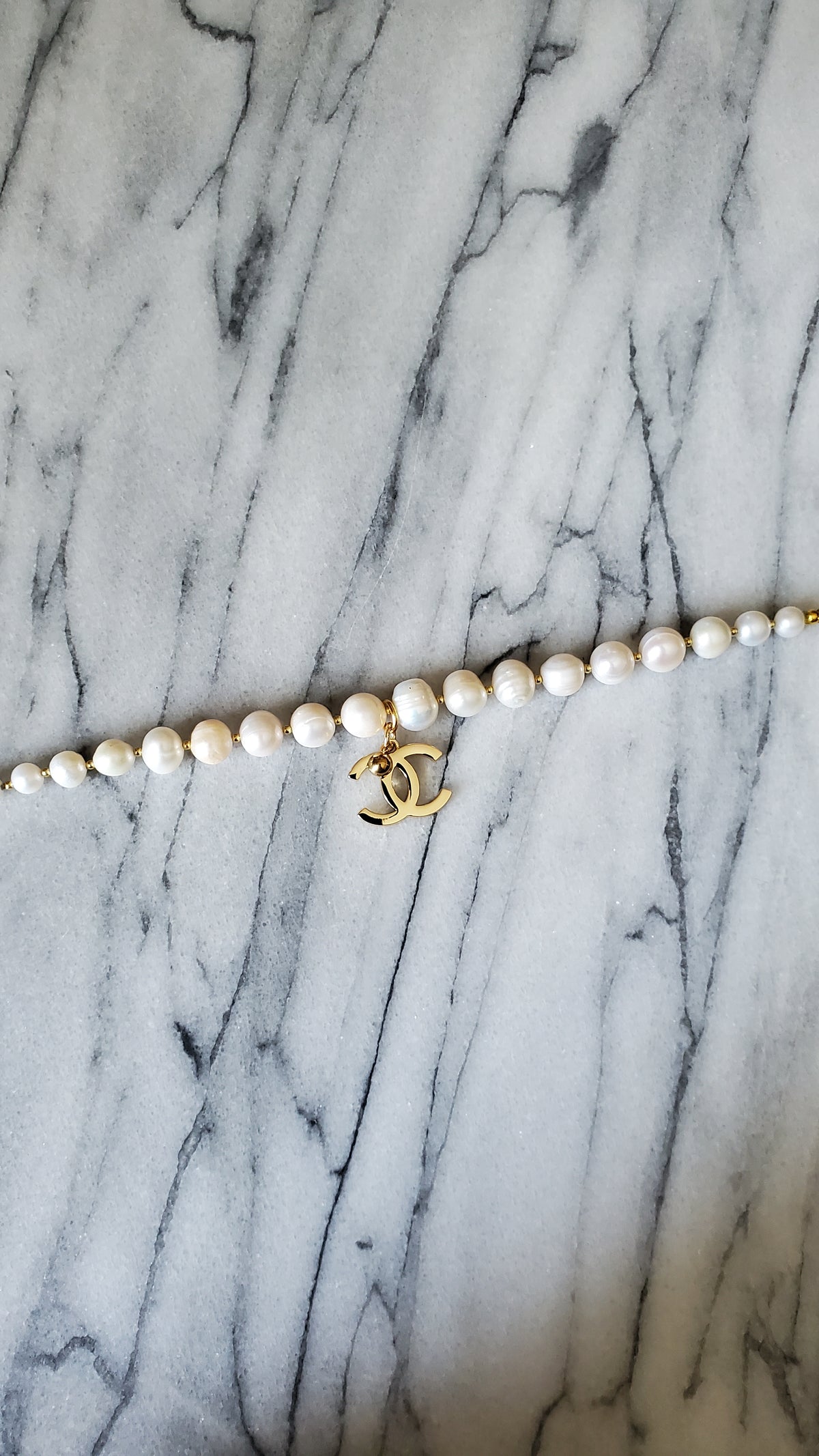 Authentic Chanel Upcycle Handmade Real Freshwater Pearl Bracelet
