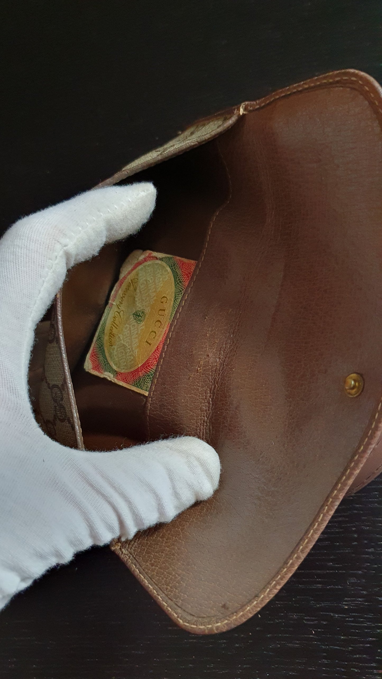 Authentic Vintage Gucci Upcycle Brown Wallet with Single Handle
