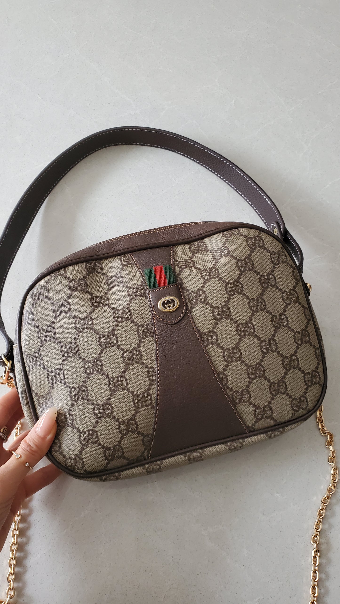 Authentic Vintage Gucci Upcycle Purse with Strap & Chain