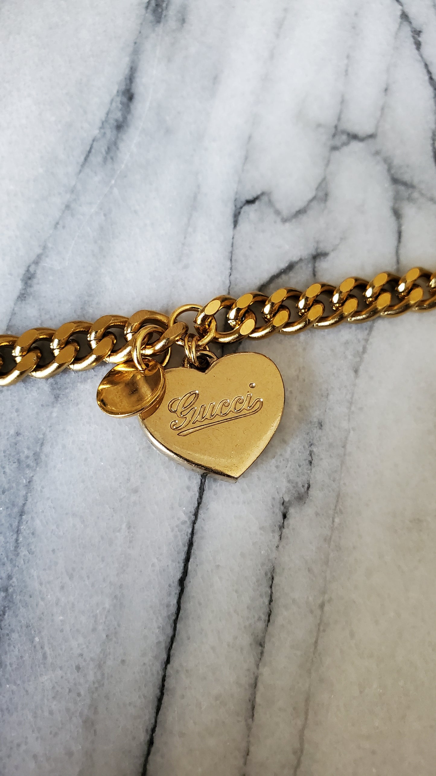 Authentic Gucci Upcycle Gold Double Layer (Solid Heart) Bracelet