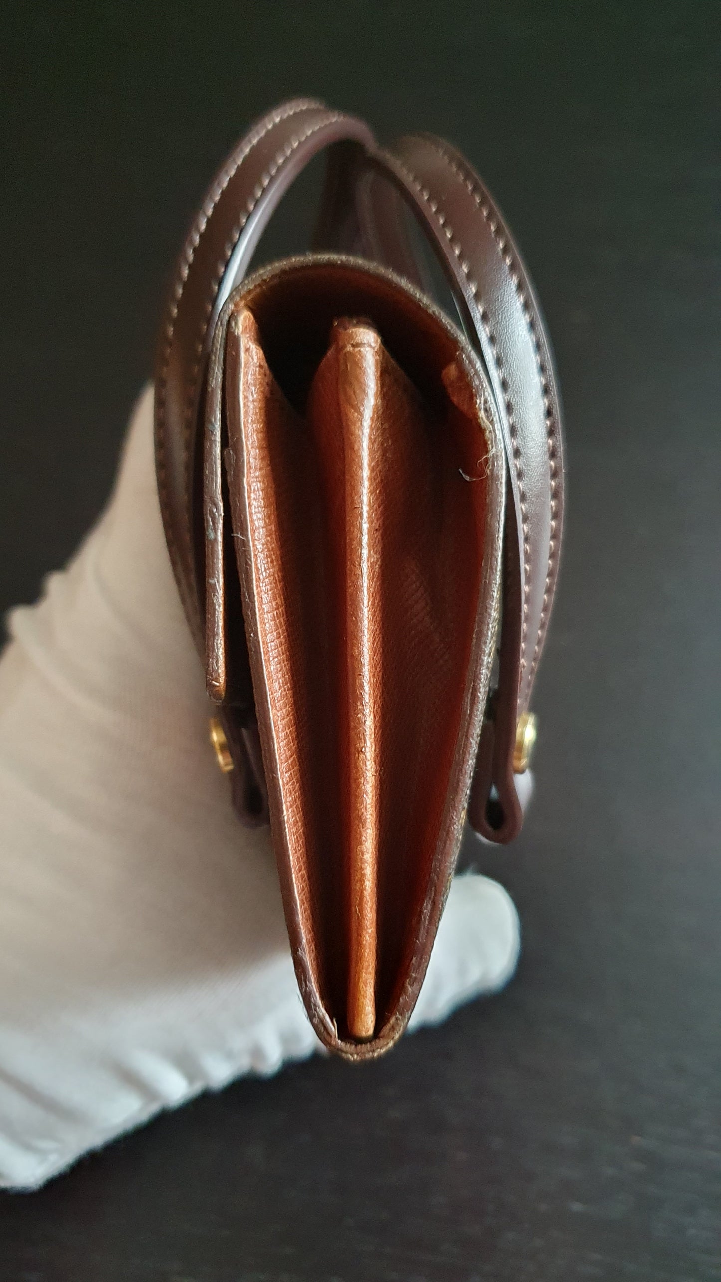 Authentic Vintage Louis Vuitton (2) Upcycle Brown Monogram Wallet with Two Handles