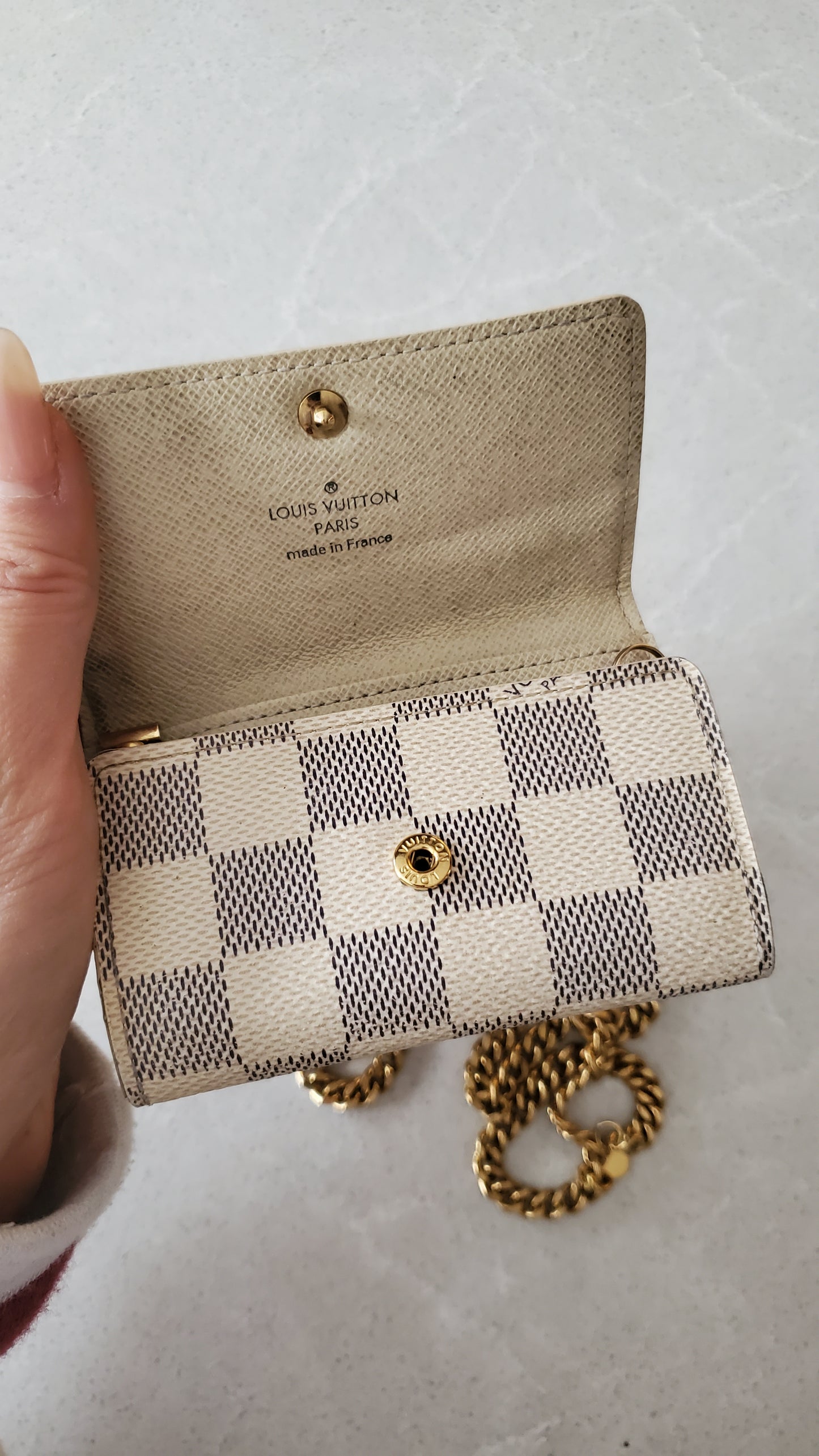 Authentic Louis Vuitton Damier Upcycle Keyholder on Chain