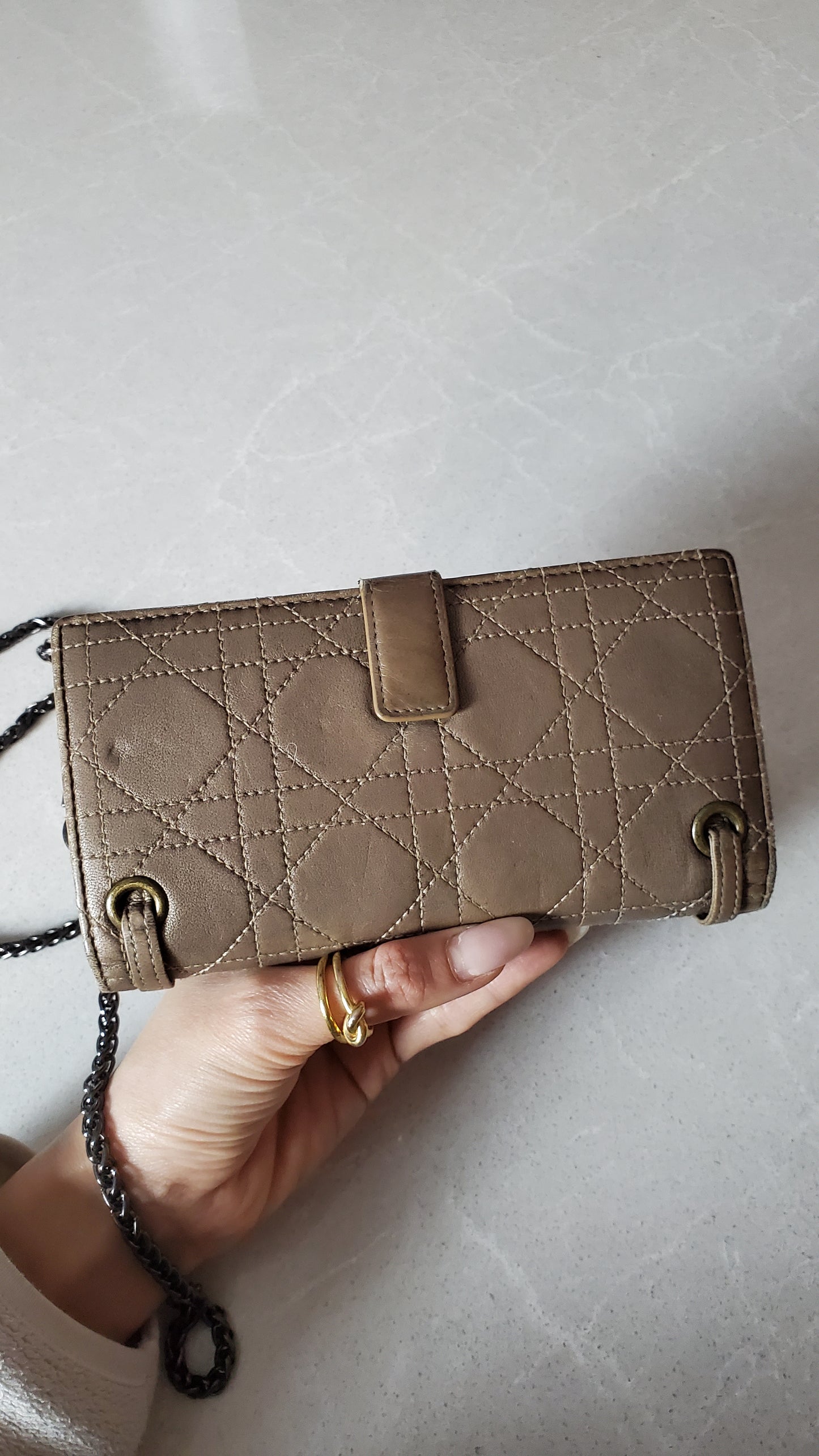 *Rare* Authentic Vintage Dior Upcycle Leather Wallet with Chain