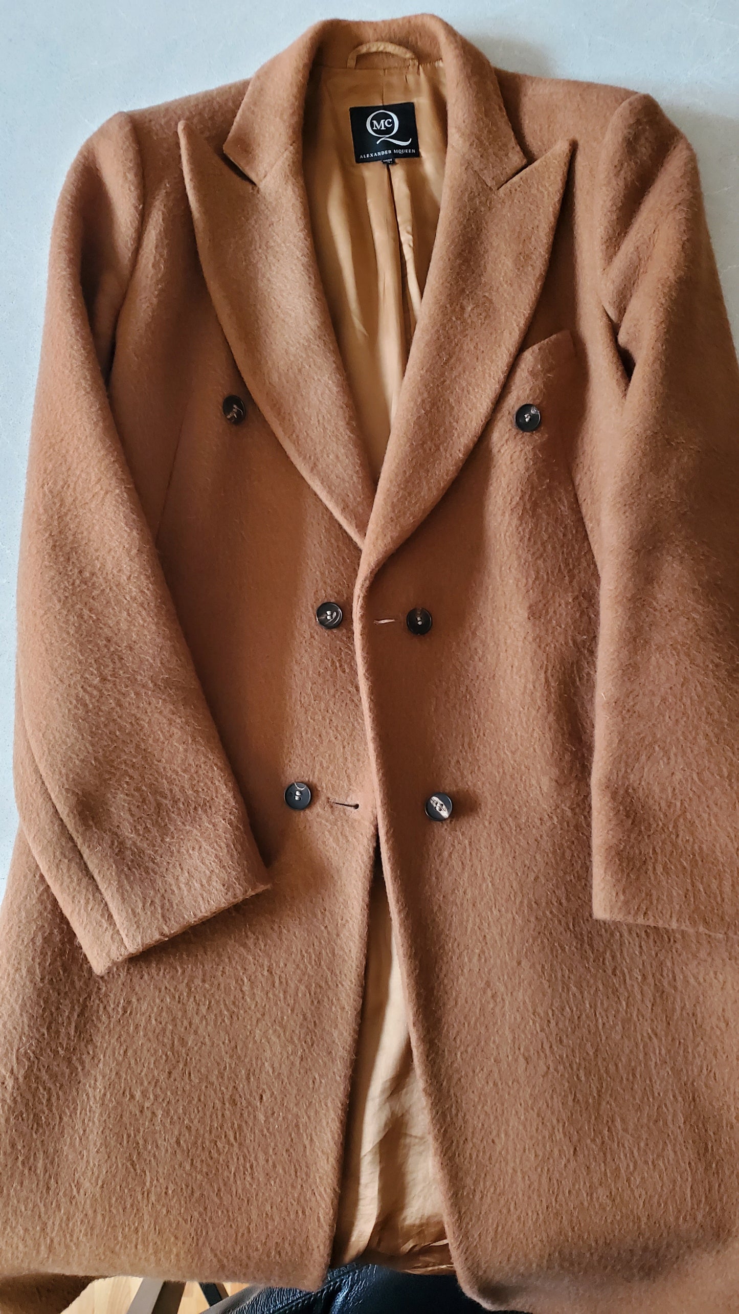 Authentic Alexander McQueen 2014 Runway Wool Camel Coat