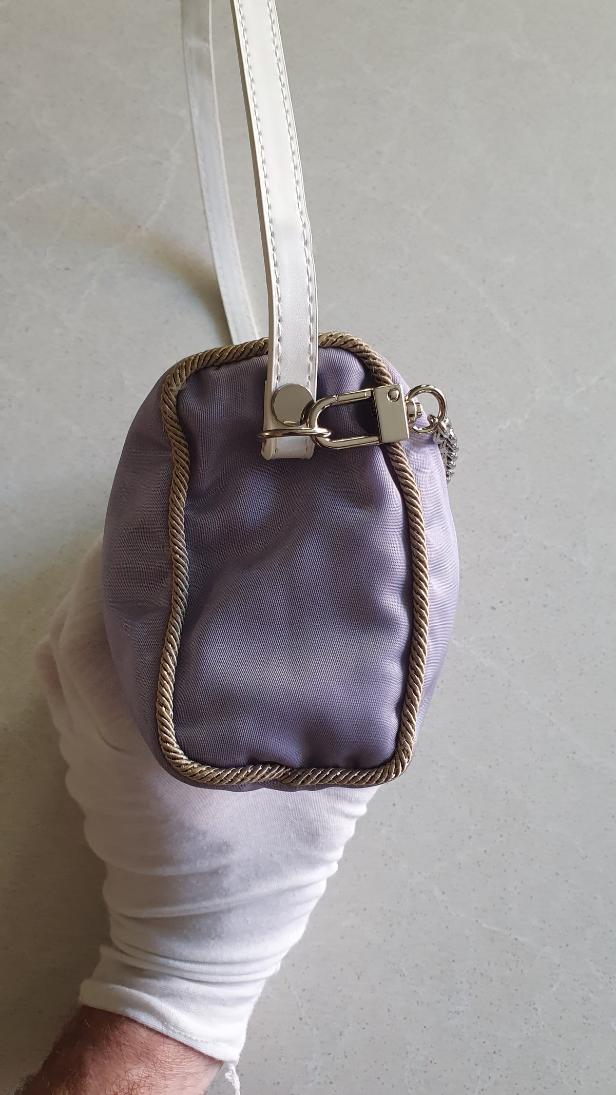 Authentic Prada Upcycle Lilac Pouch with Strap and Chain
