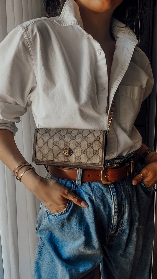 Authentic Vintage Gucci Upcycle Long Wallet on Chain & Strap