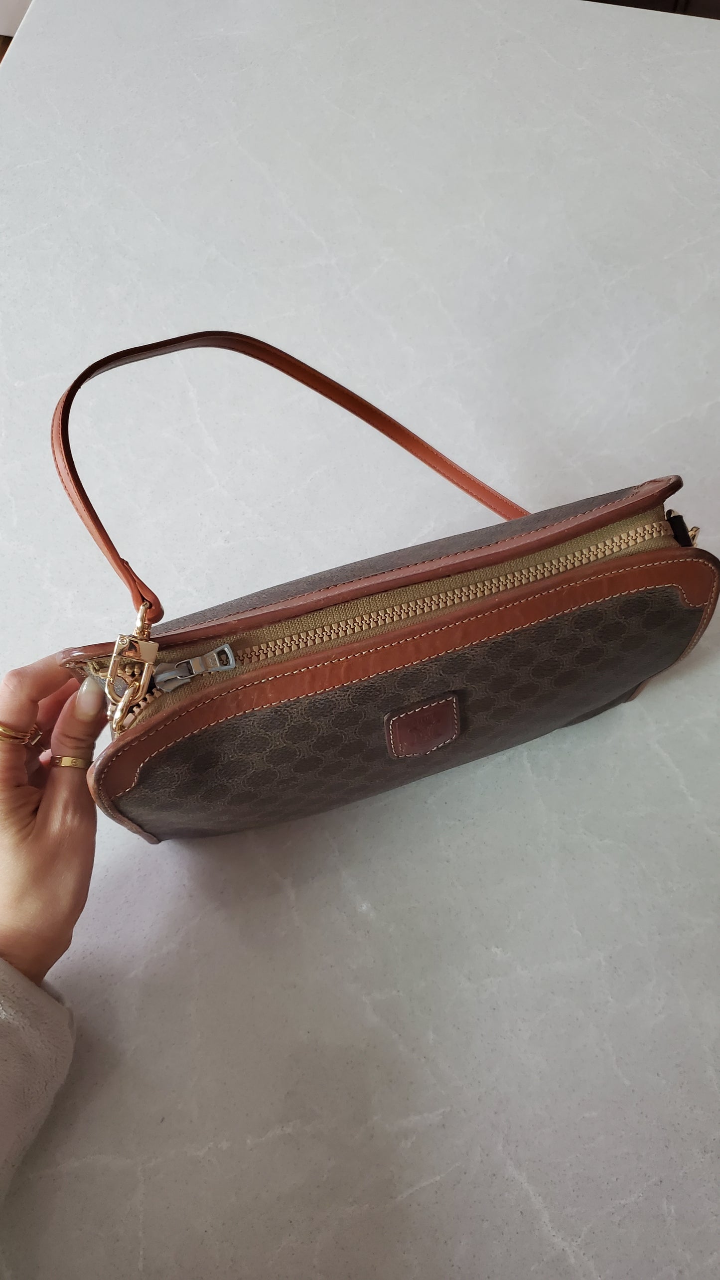 Authentic Vintage Celine (L) Upcycle Brown Shoulder Purse