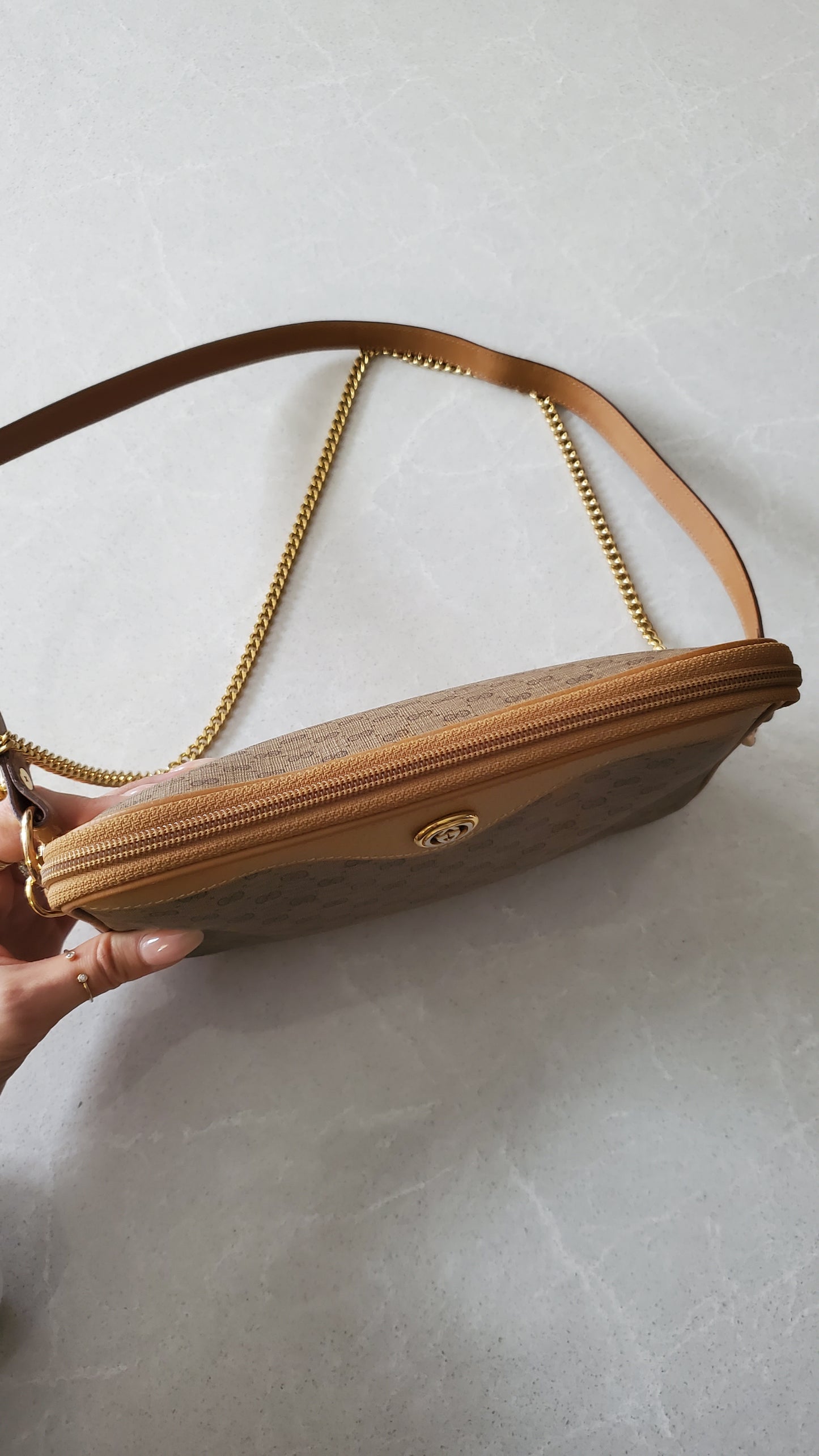 Authentic Vintage Gucci Upcycle Shoulder Purse on Chain/ Strap